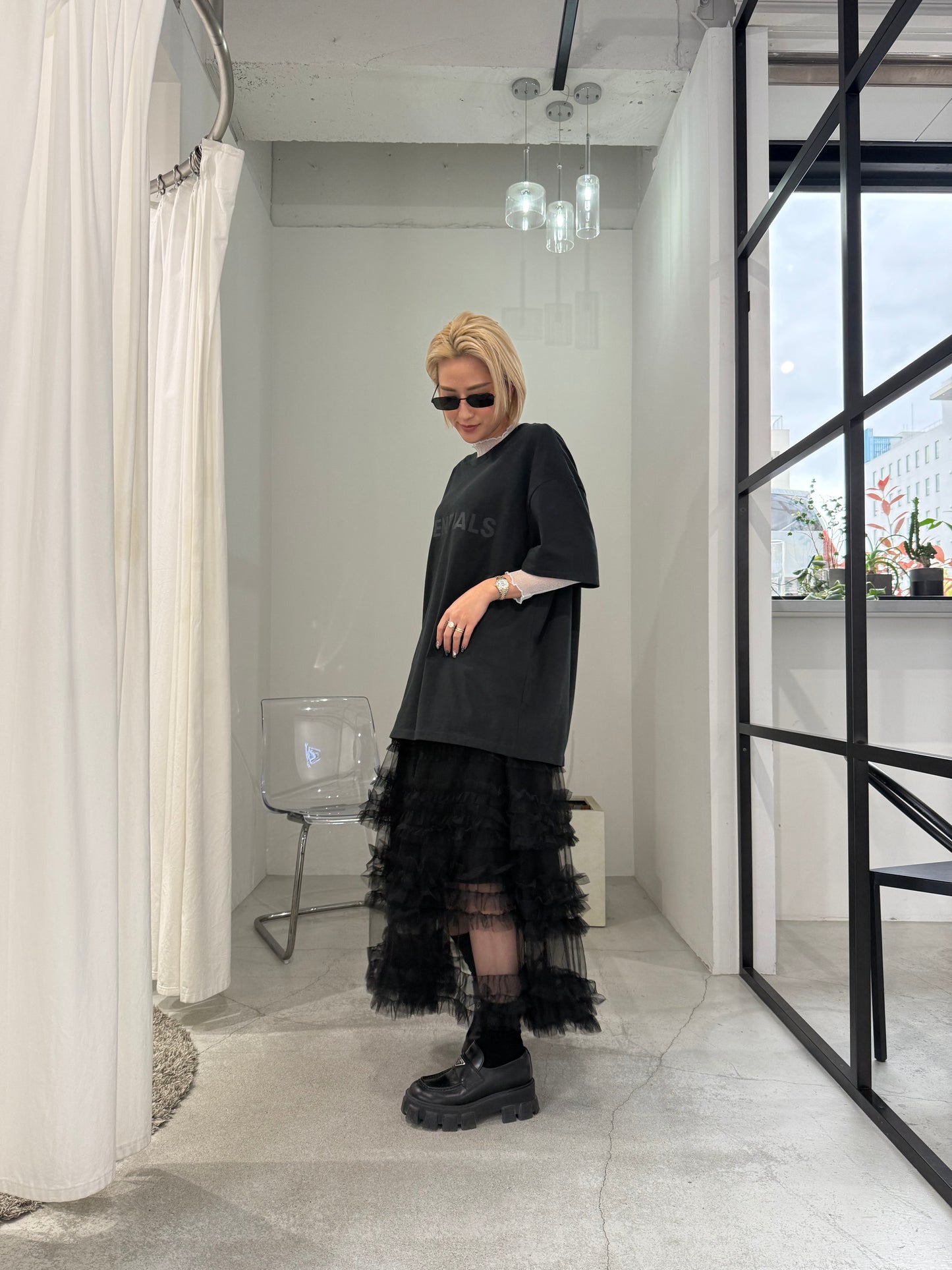 VOLUME TULLE SKIRT "BLACK"