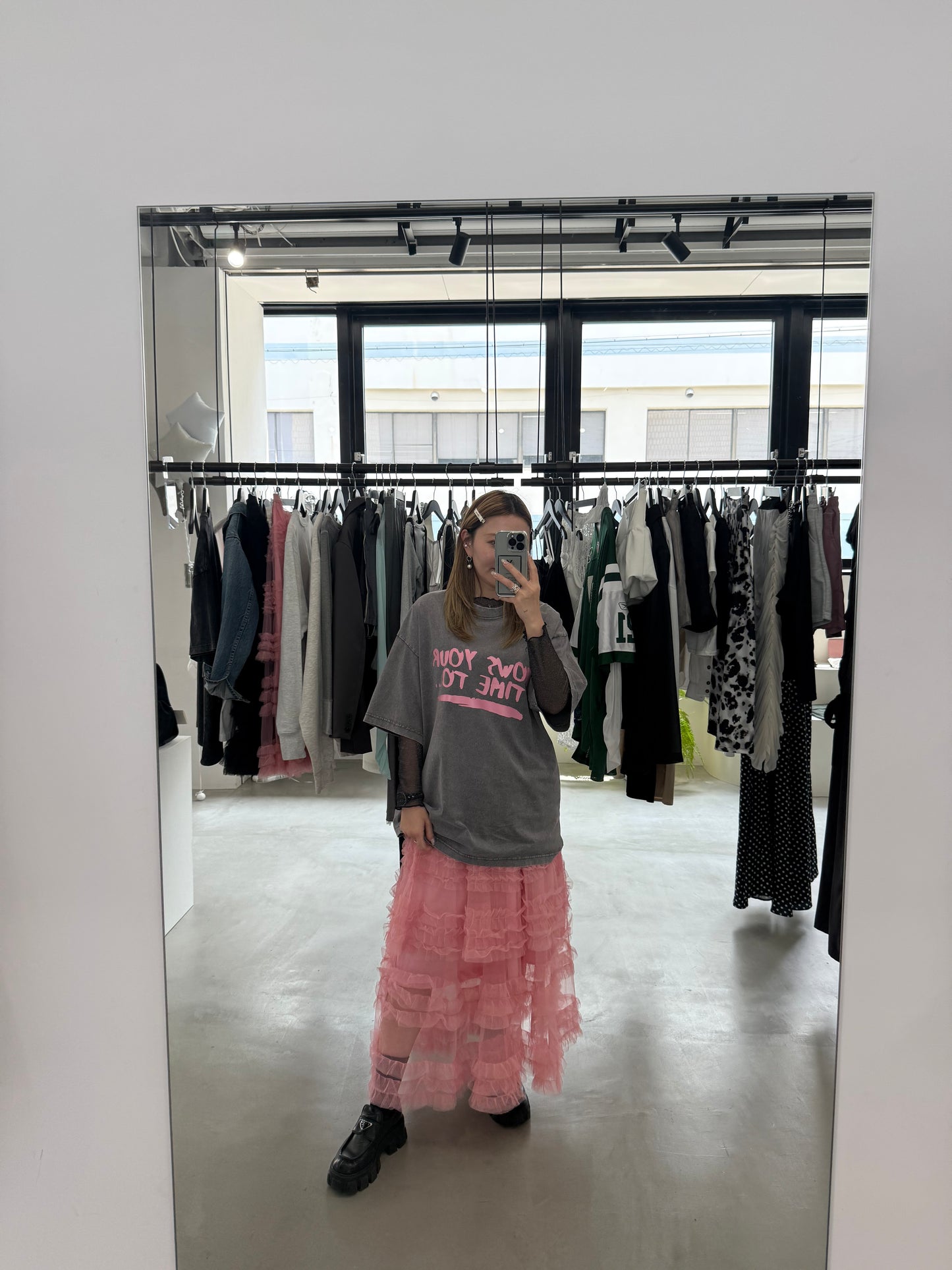 WASHED PRINT TEE "PINK"