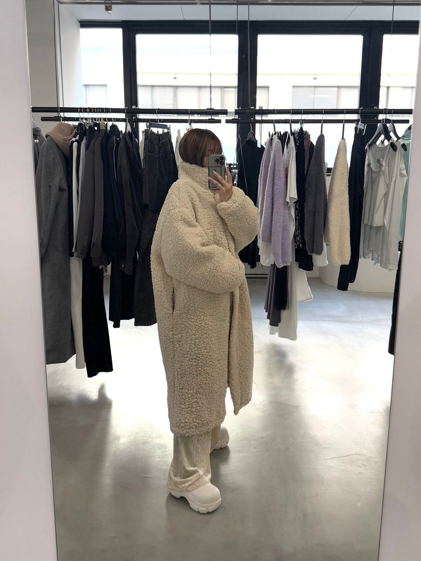 WIDE VELOURS PANTS "IVORY"
