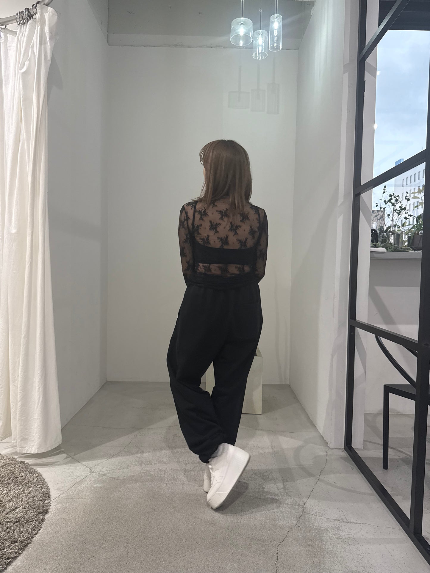 SHEER LACE TOP "BLACK"