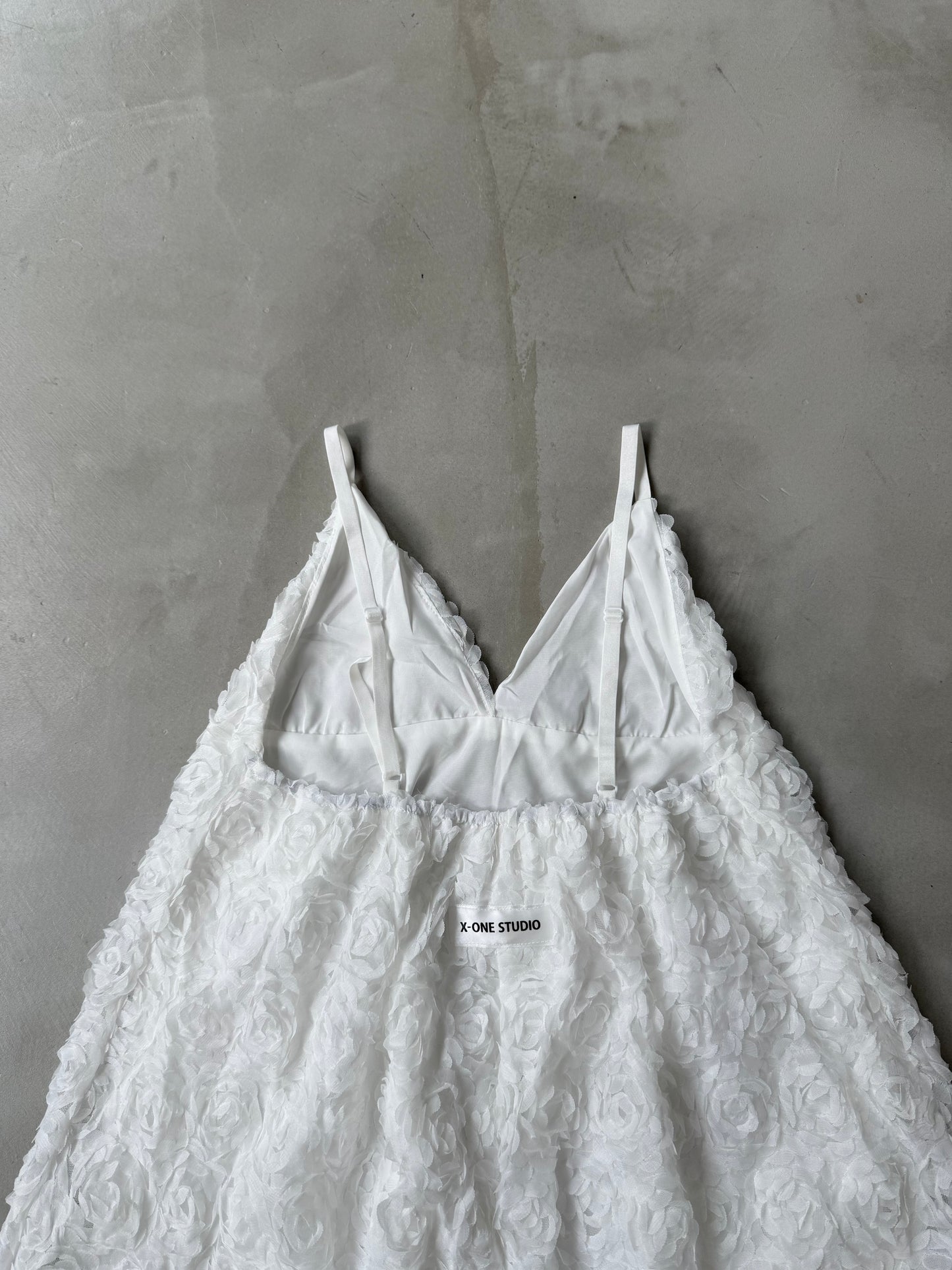 WAFFLE FLOWER TUNIC "WHITE"