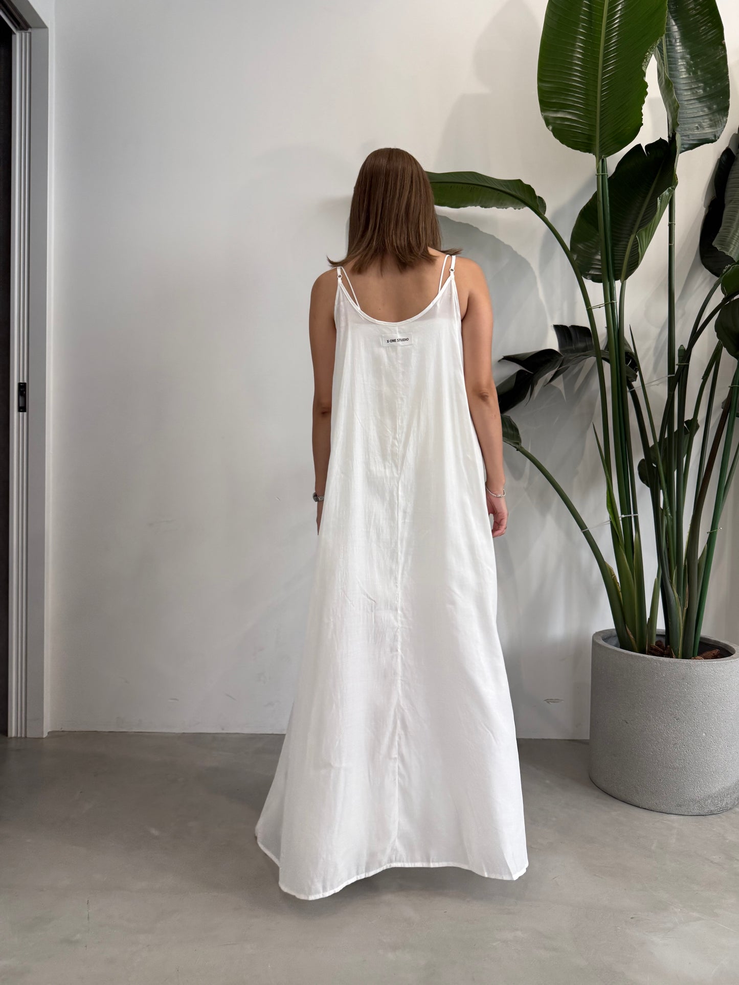 SATIN LONG DRESS "WHITE"