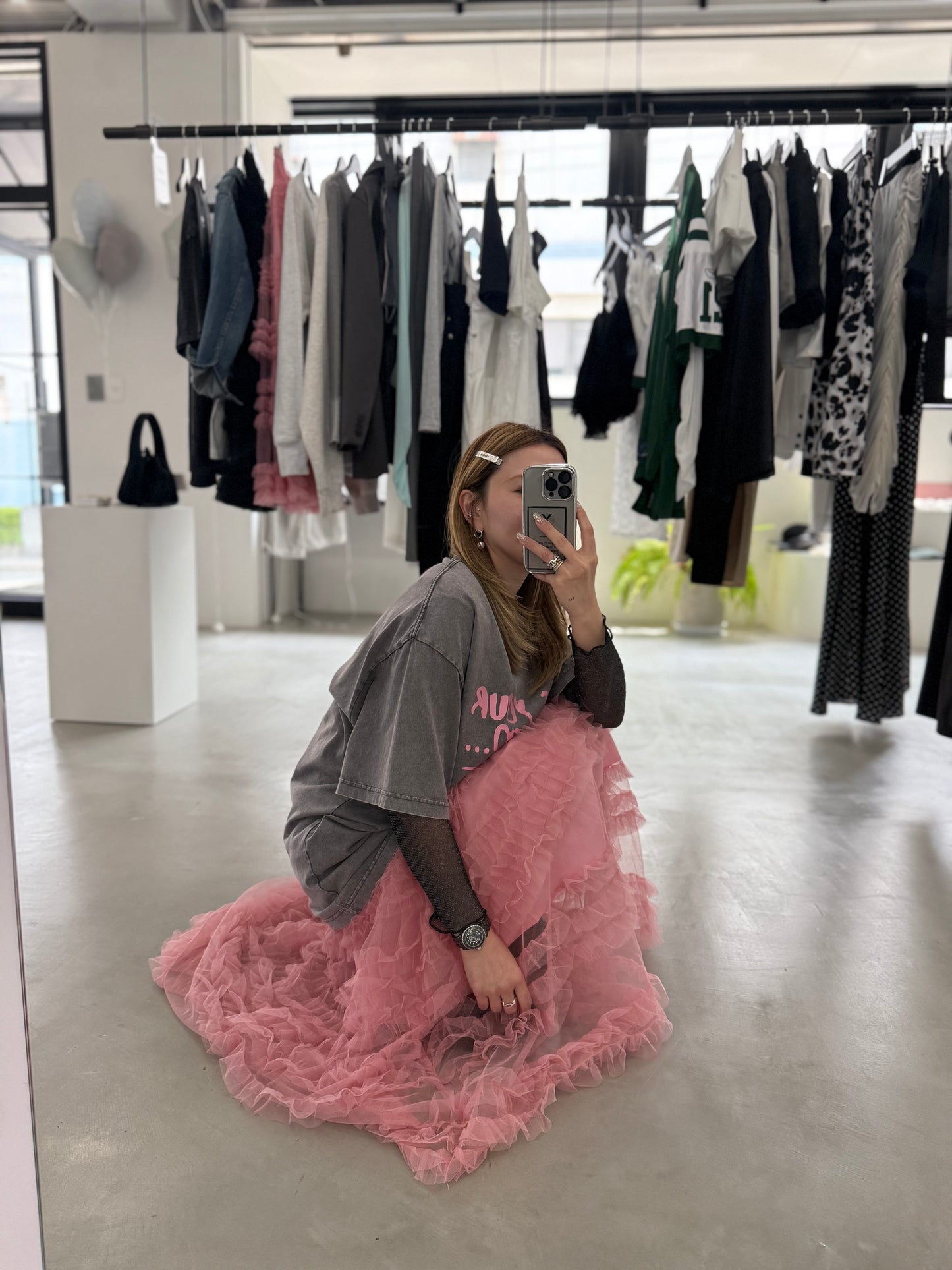VOLUME TULLE SKIRT "PINK"