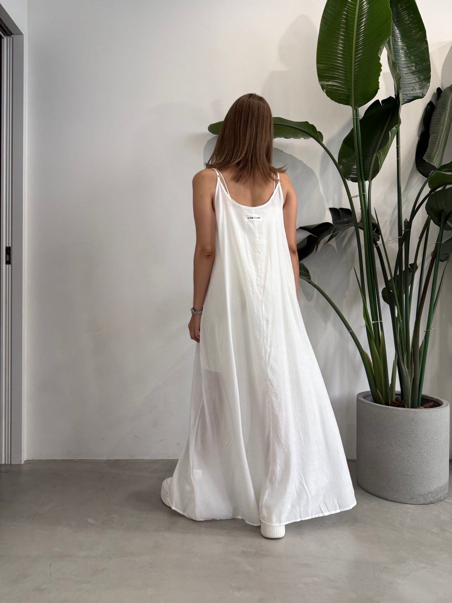 SATIN LONG DRESS "WHITE"