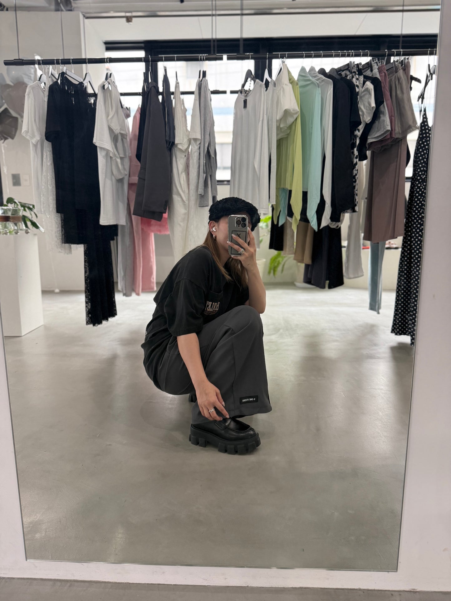 W TUCK WIDE PANTS "GRAY"
