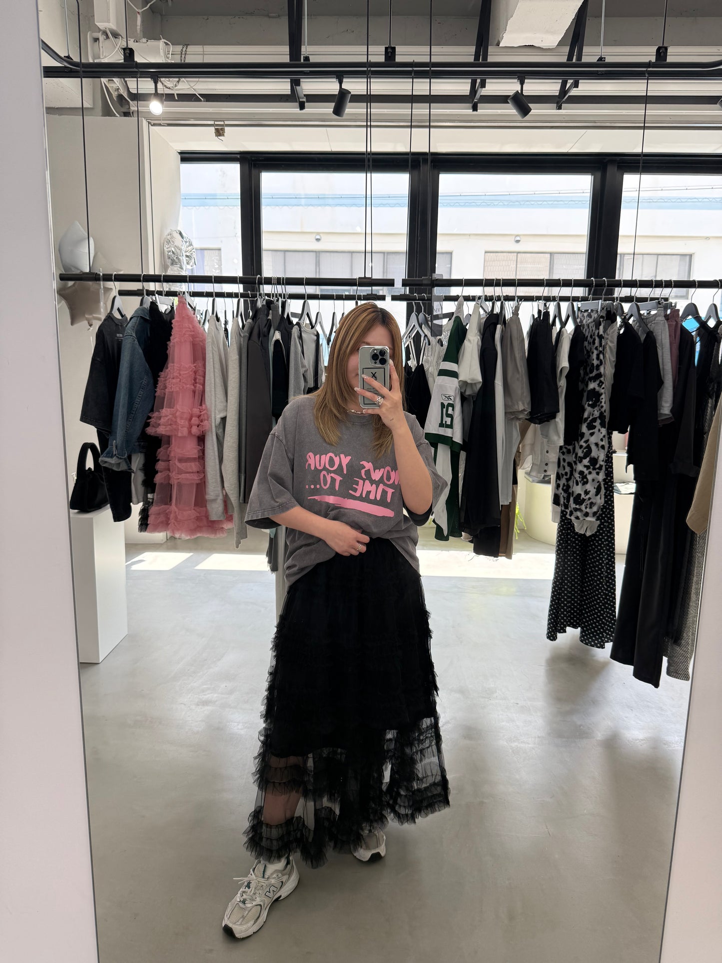 WASHED PRINT TEE "PINK"