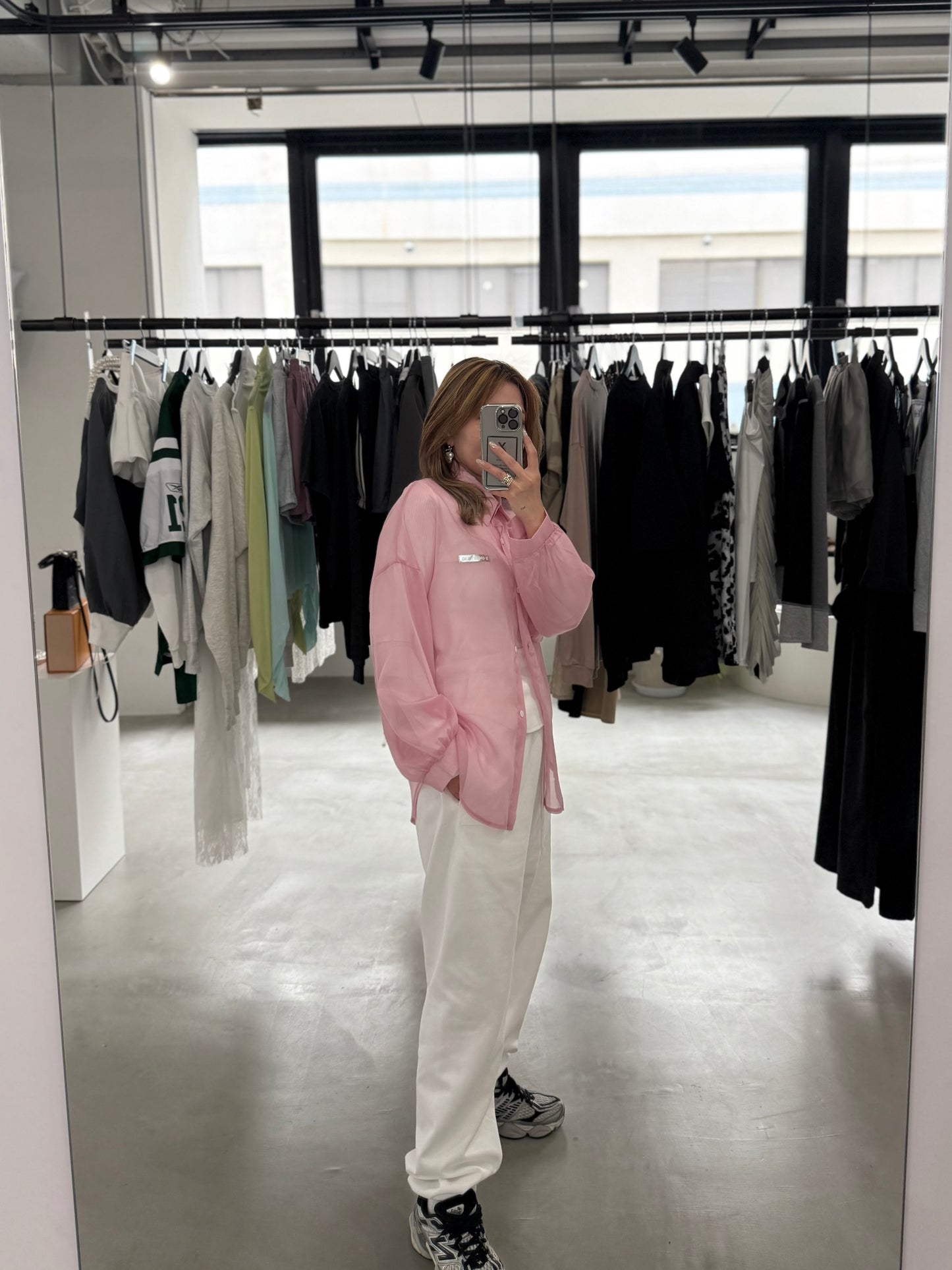 AIRY SHEER SHIRT "PINK"
