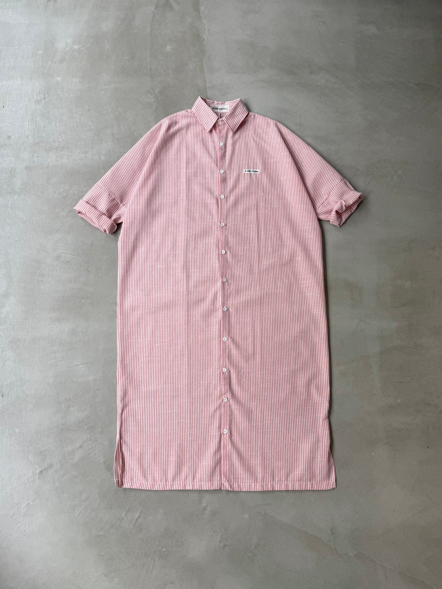 STRIPE LONG SHIRT "PINK"