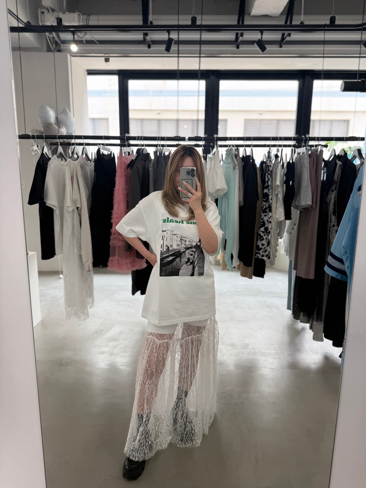 LAYERED LACE SKIRT "WHITE"