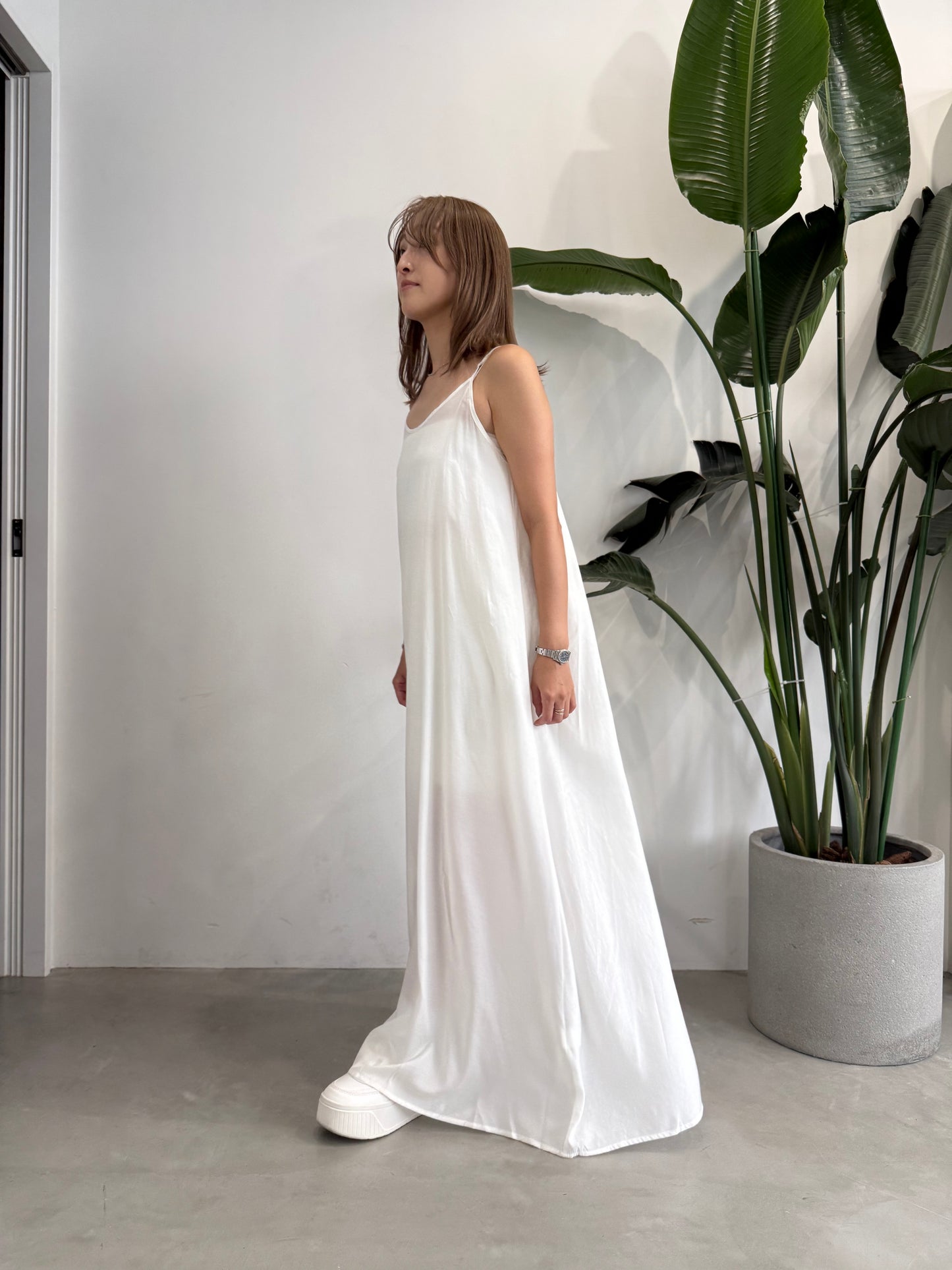 SATIN LONG DRESS "WHITE"