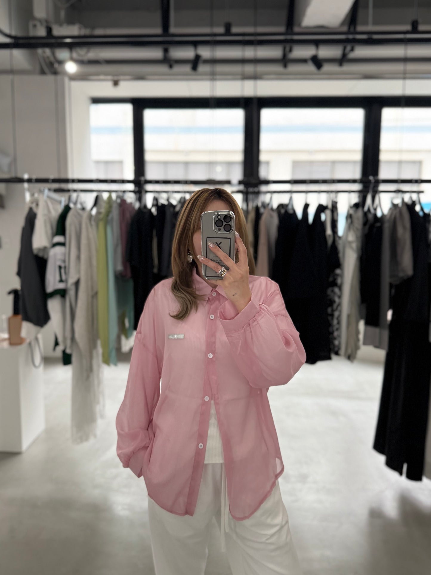AIRY SHEER SHIRT "PINK"