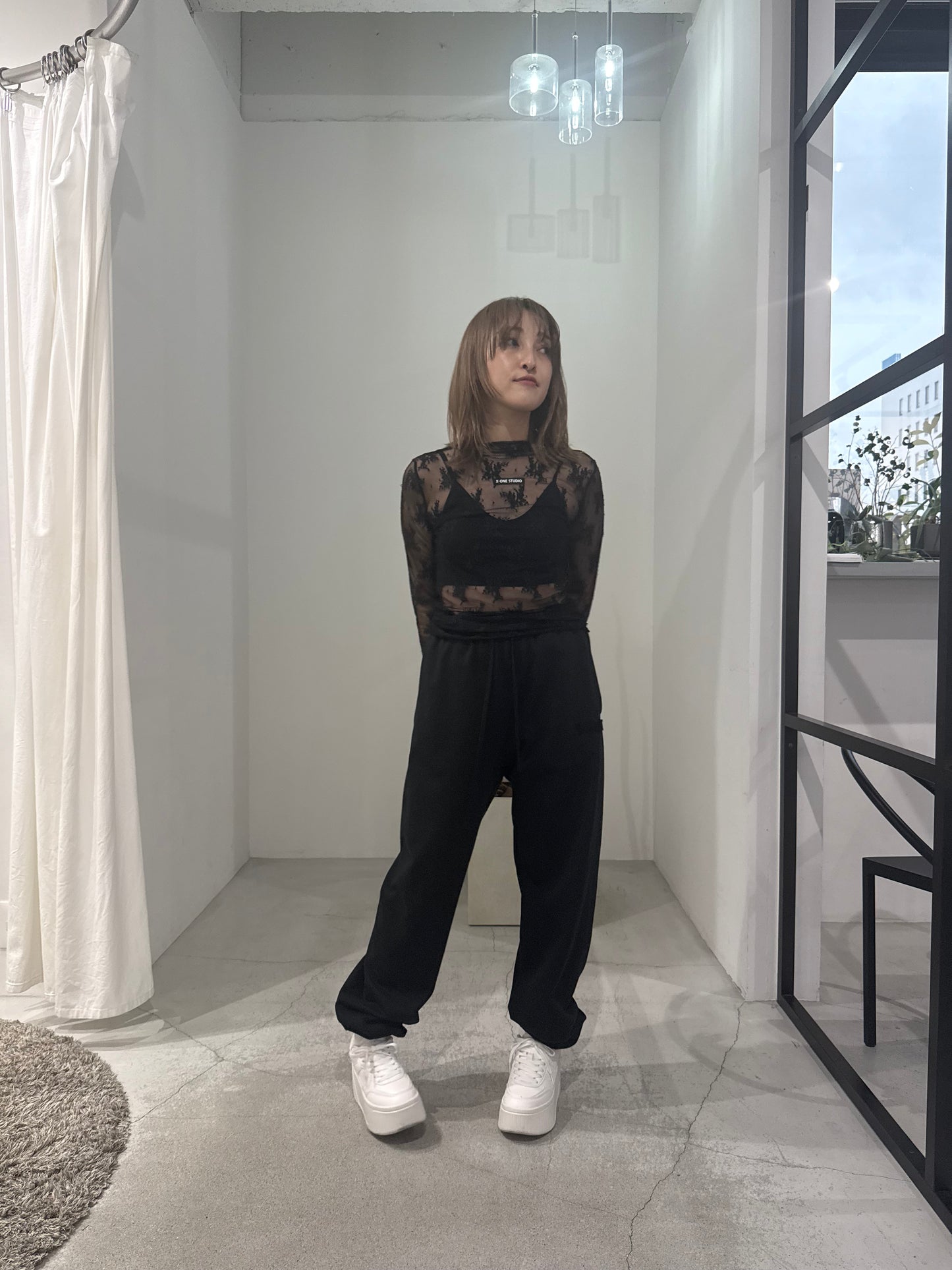 SHEER LACE TOP "BLACK"