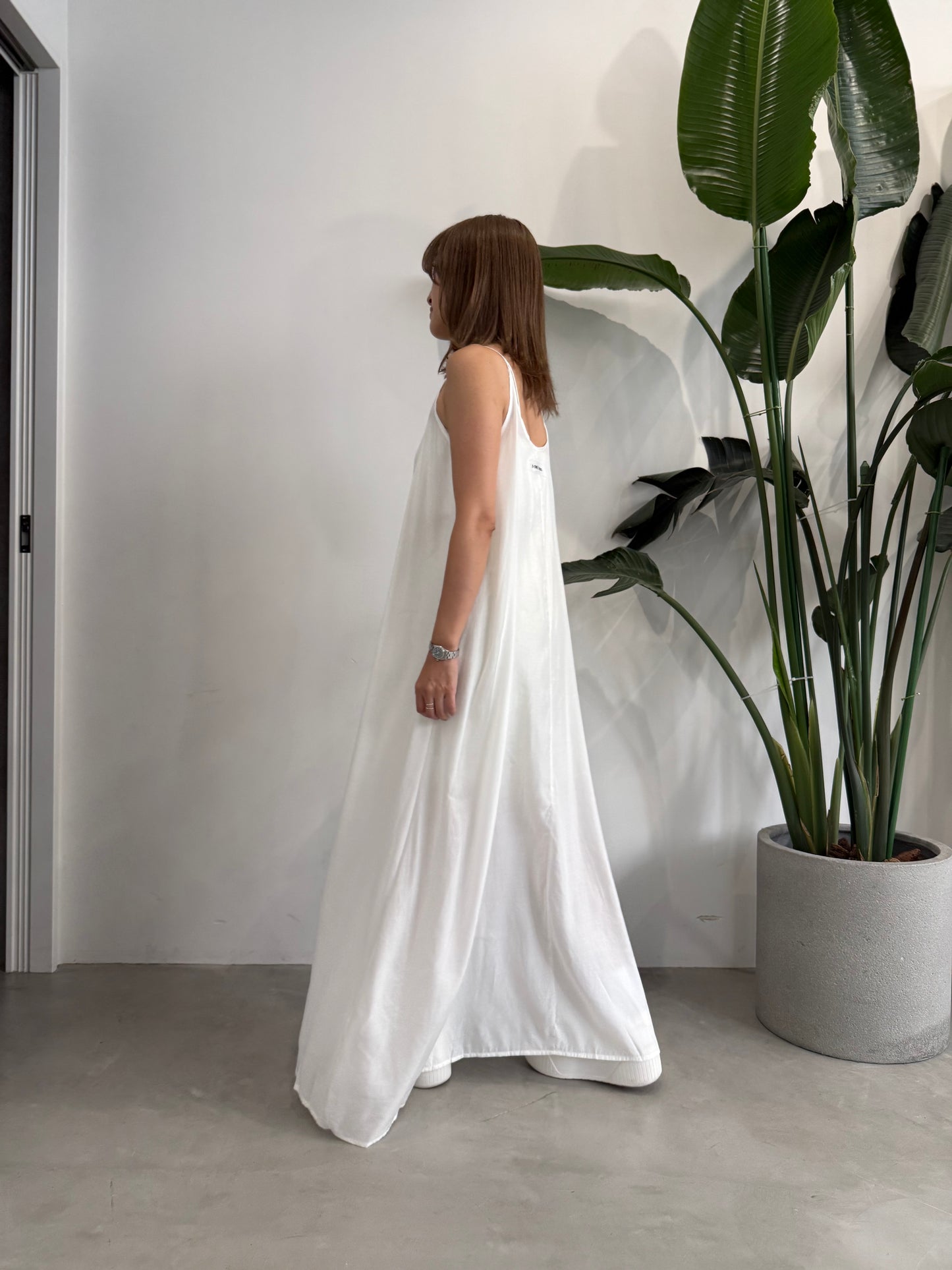 SATIN LONG DRESS "WHITE"