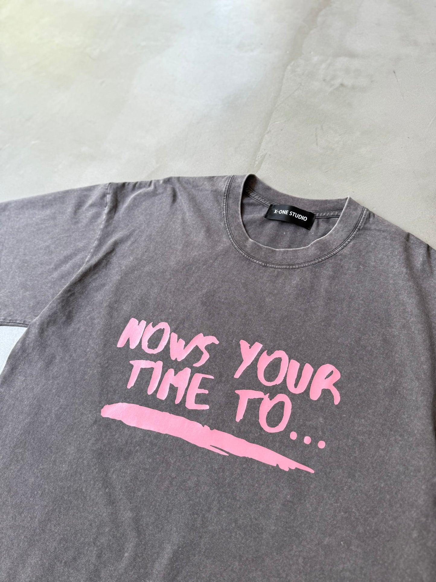 WASHED PRINT TEE "PINK"