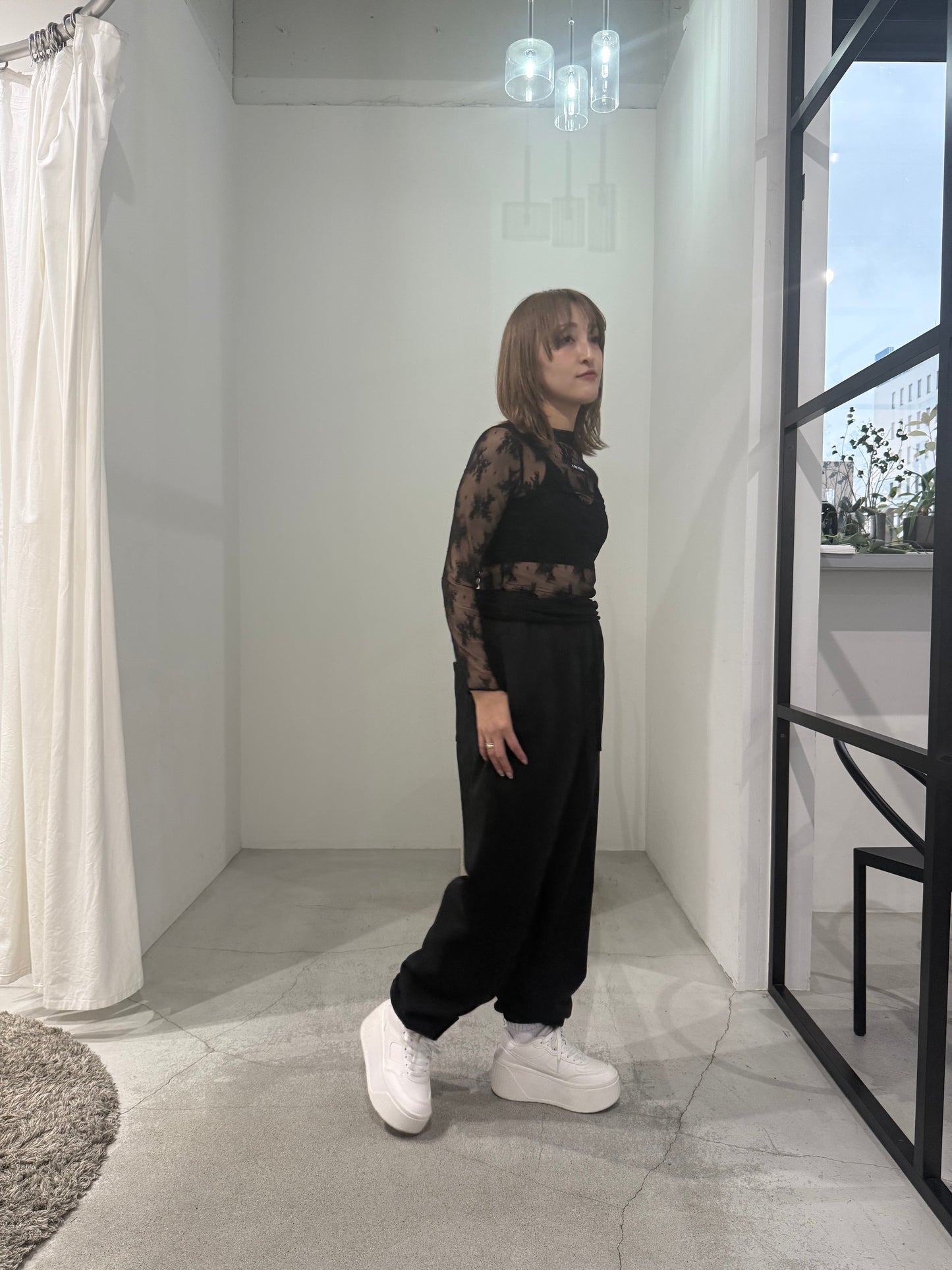 SHEER LACE TOP "BLACK"