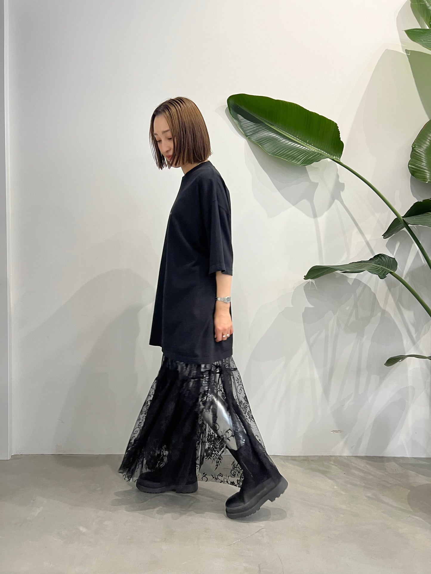 LAYERED LACE SKIRT "BLACK"