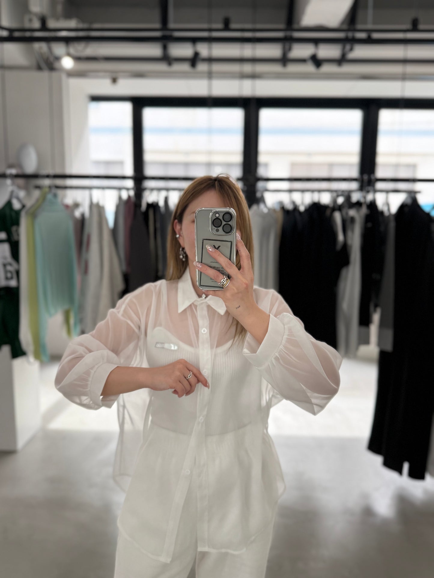 AIRY SHEER SHIRT "WHITE"