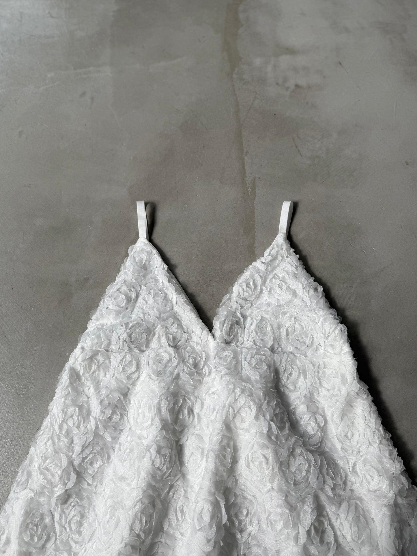 WAFFLE FLOWER TUNIC "WHITE"