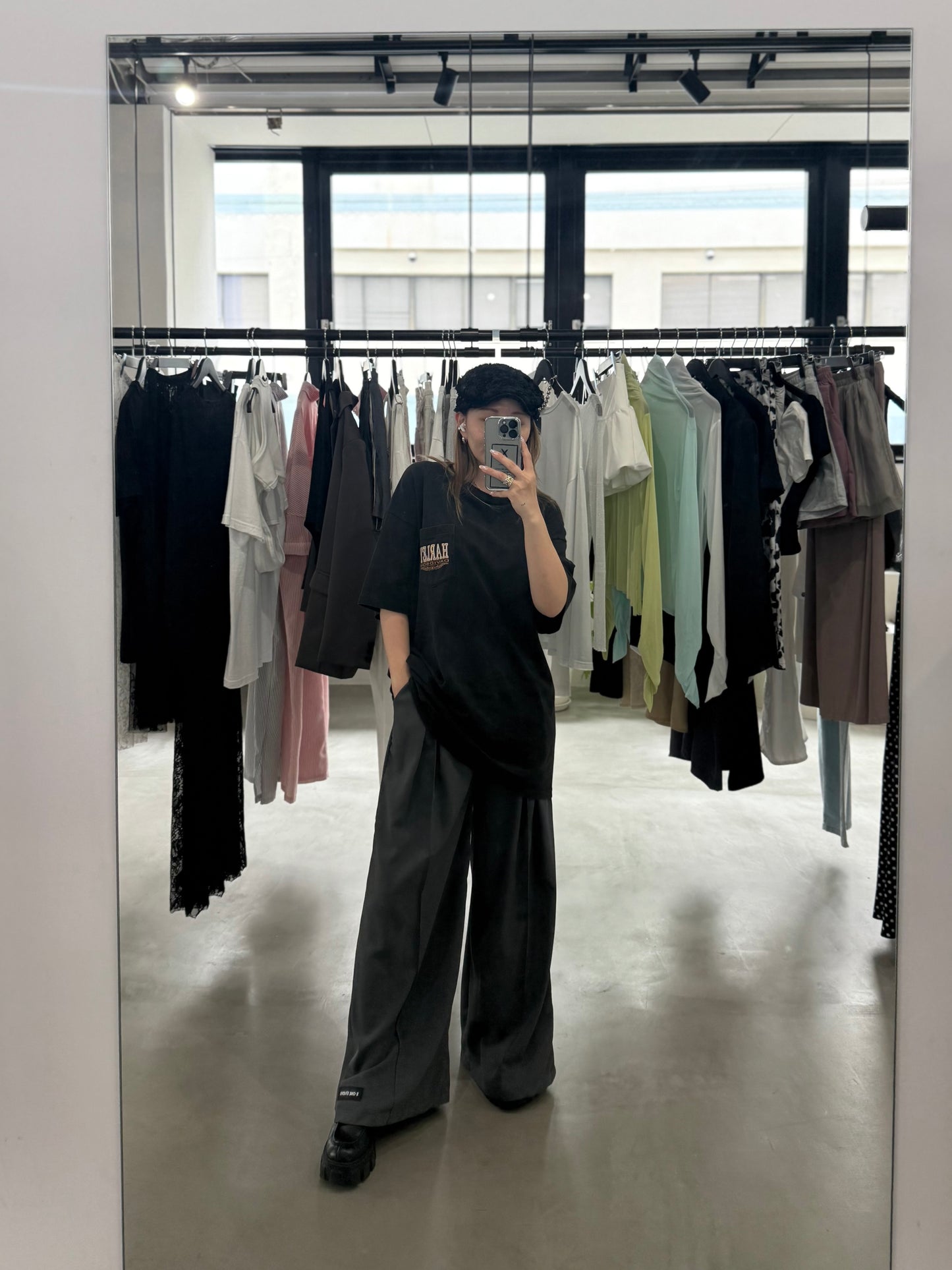 W TUCK WIDE PANTS "GRAY"