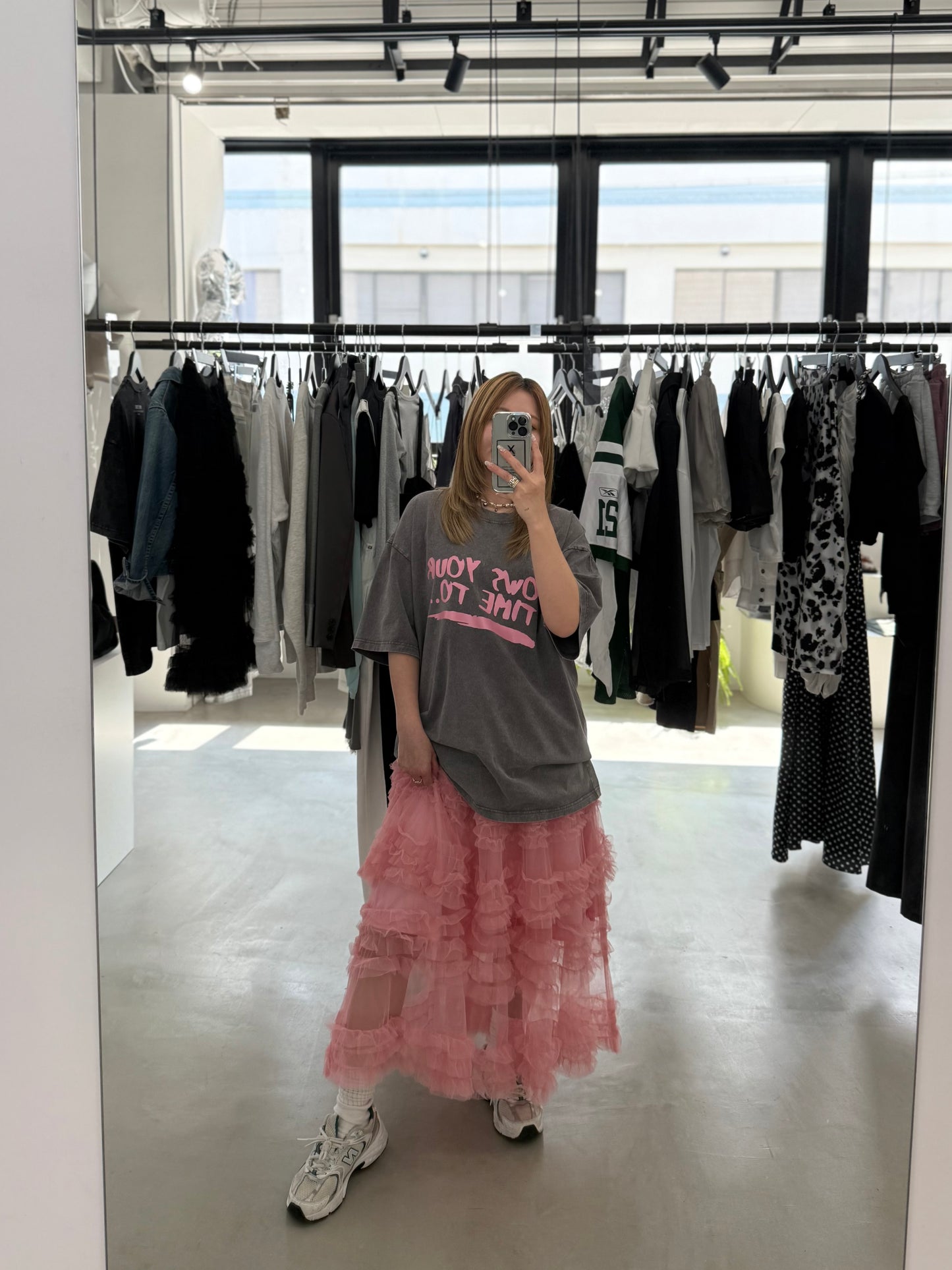 WASHED PRINT TEE "PINK"