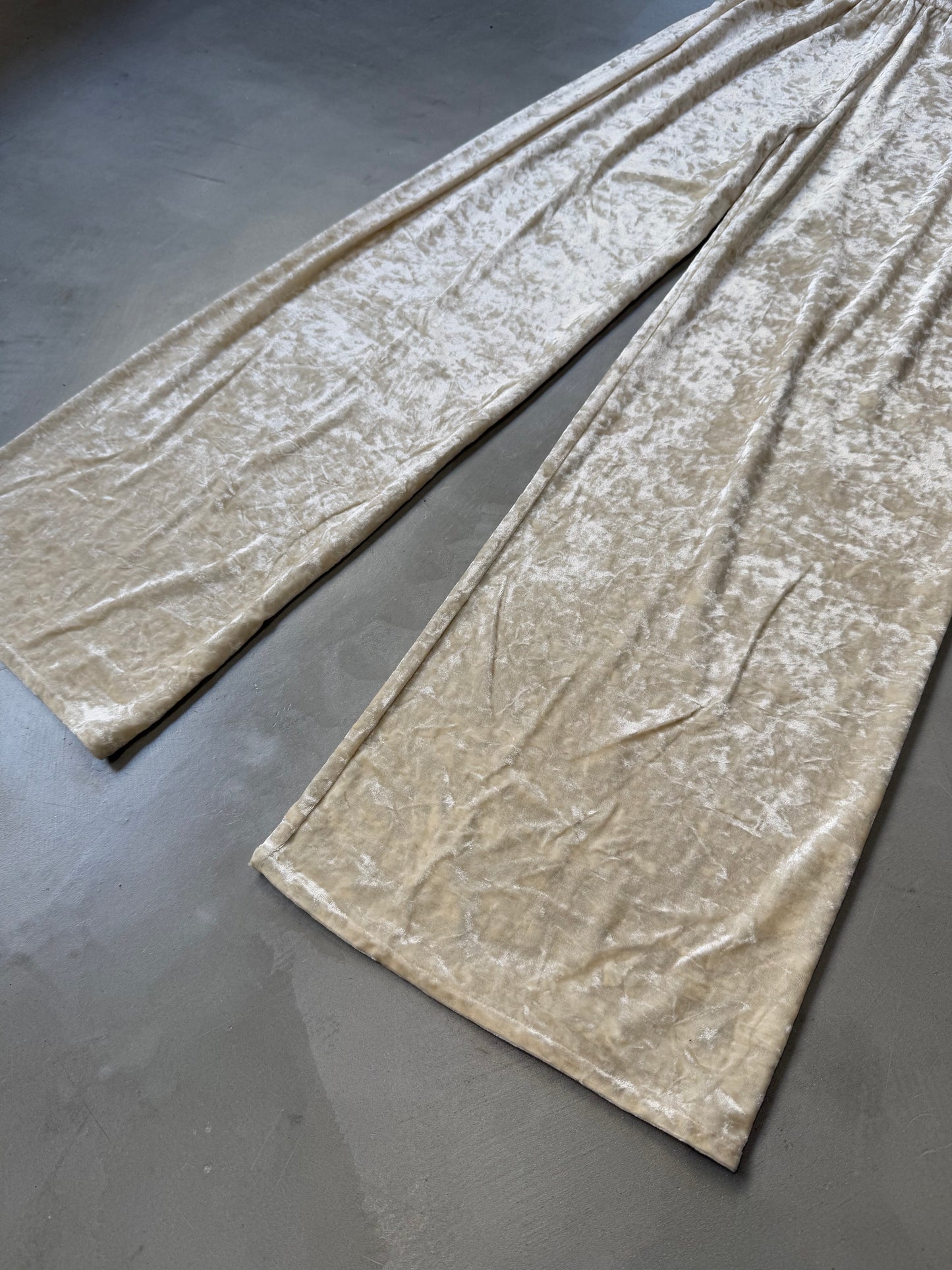 WIDE VELOURS PANTS "IVORY"