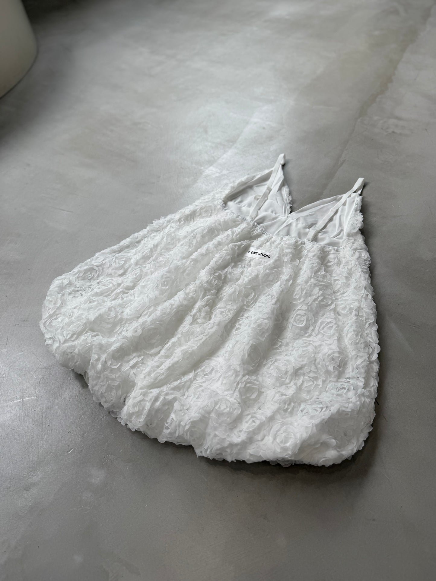 WAFFLE FLOWER TUNIC "WHITE"