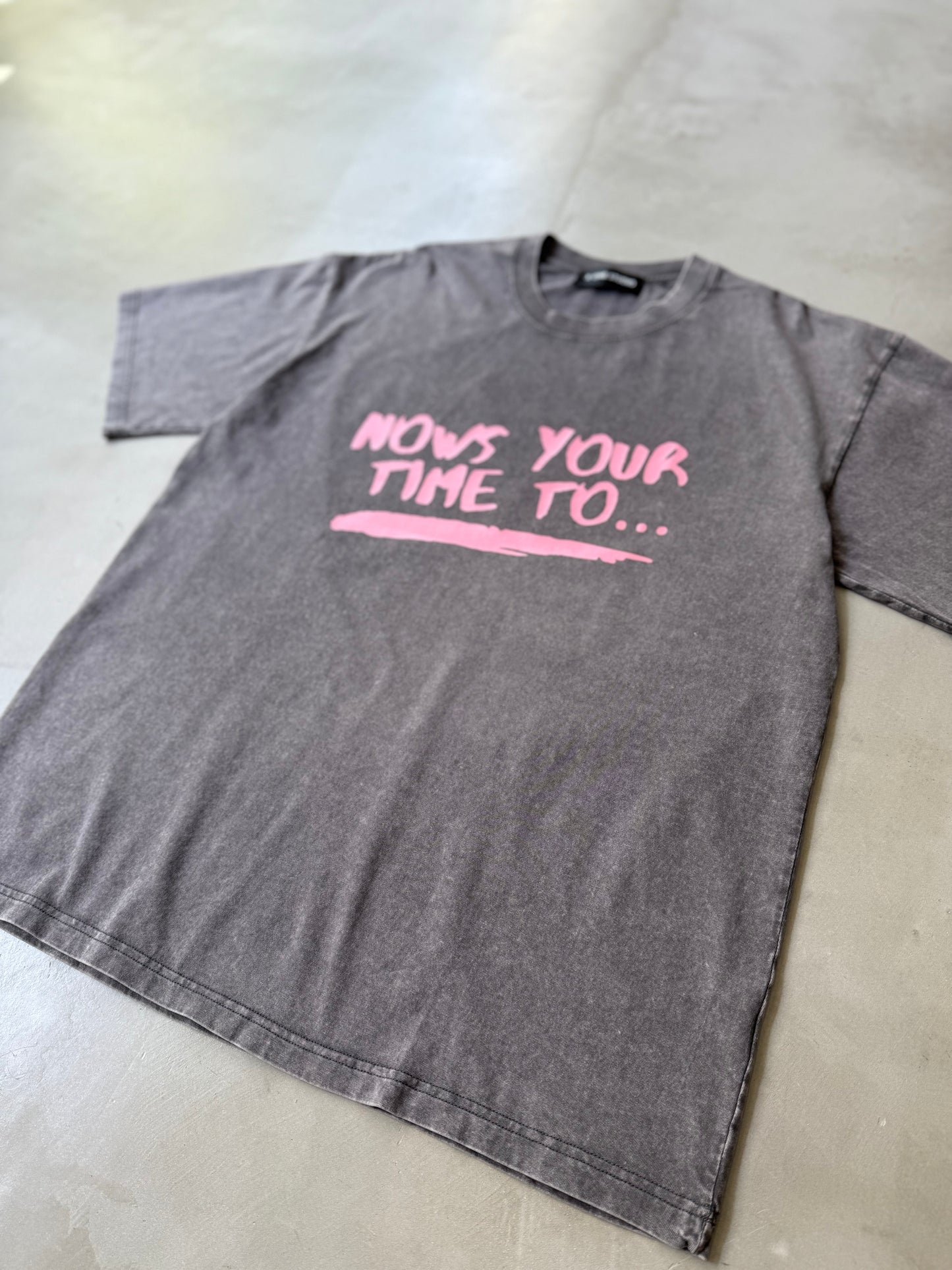 WASHED PRINT TEE "PINK"