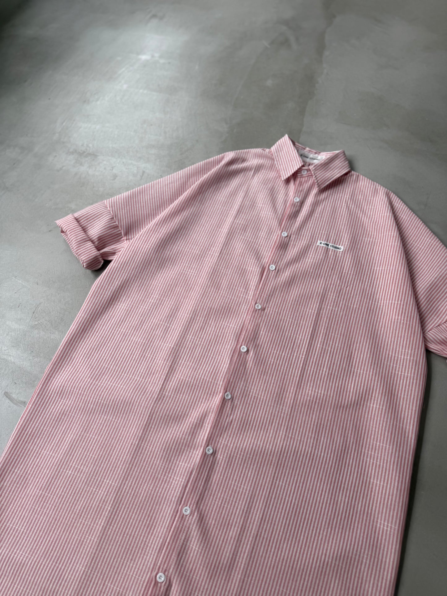 STRIPE LONG SHIRT "PINK"