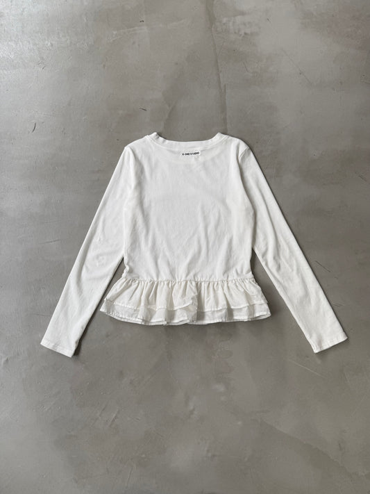 JERSEY FRILL TOP "WHITE"