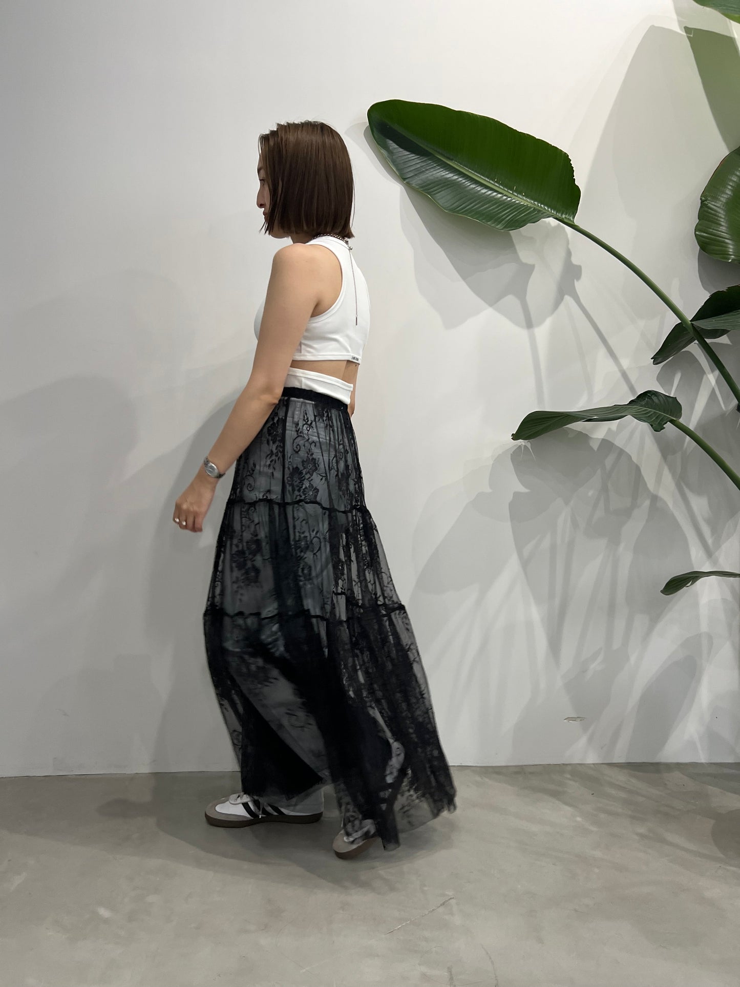 LAYERED LACE SKIRT "BLACK"