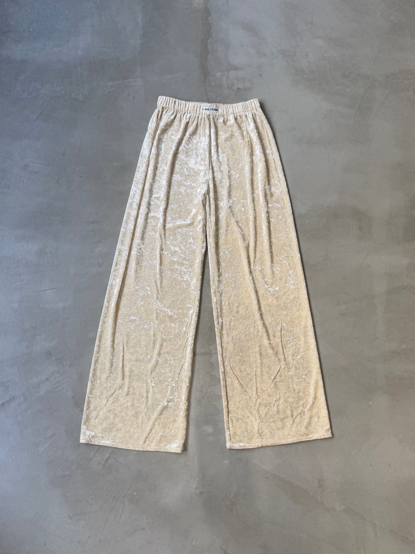 WIDE VELOURS PANTS "IVORY"