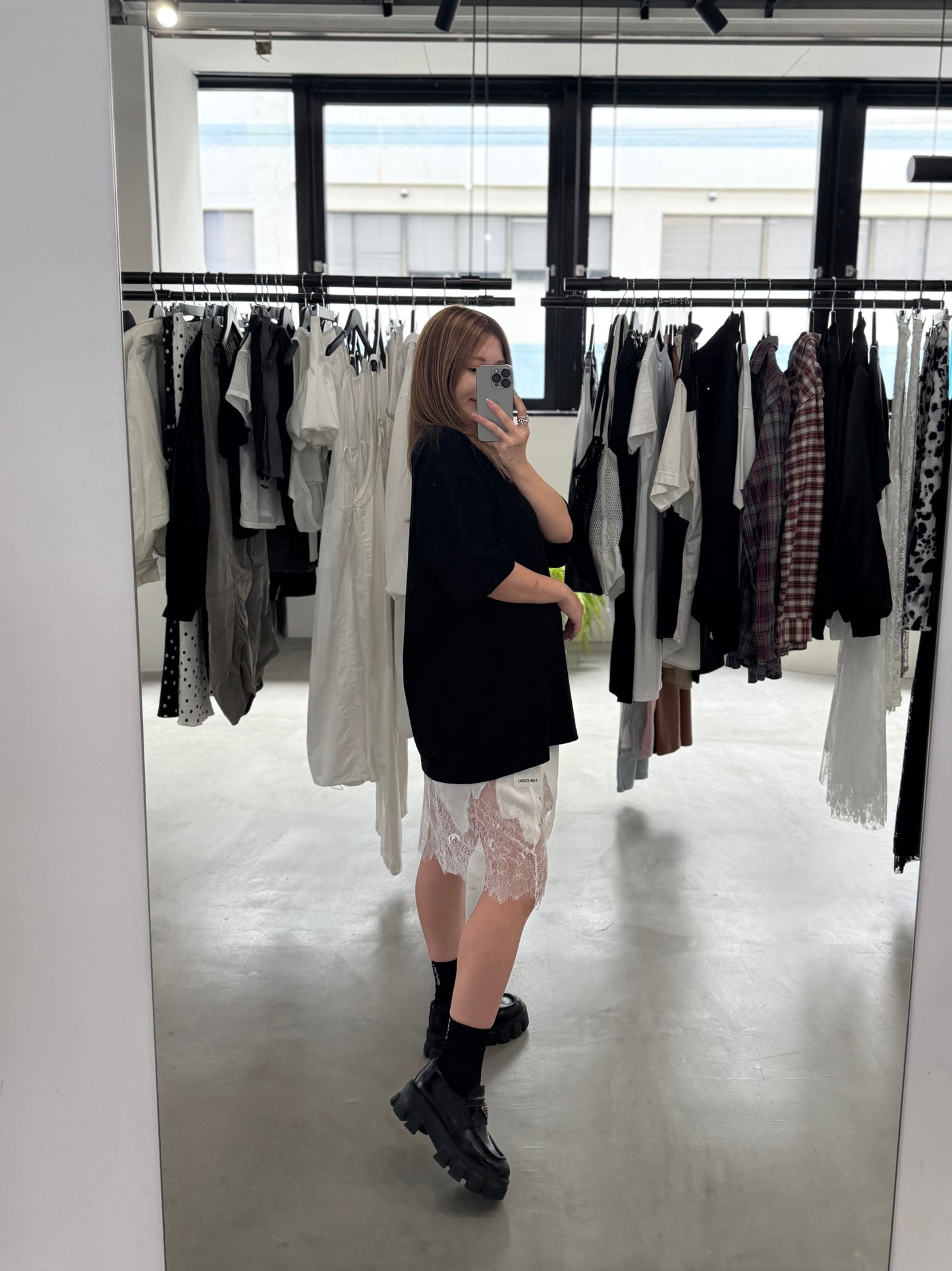 SATIN LACE SKIRT "WHITE"