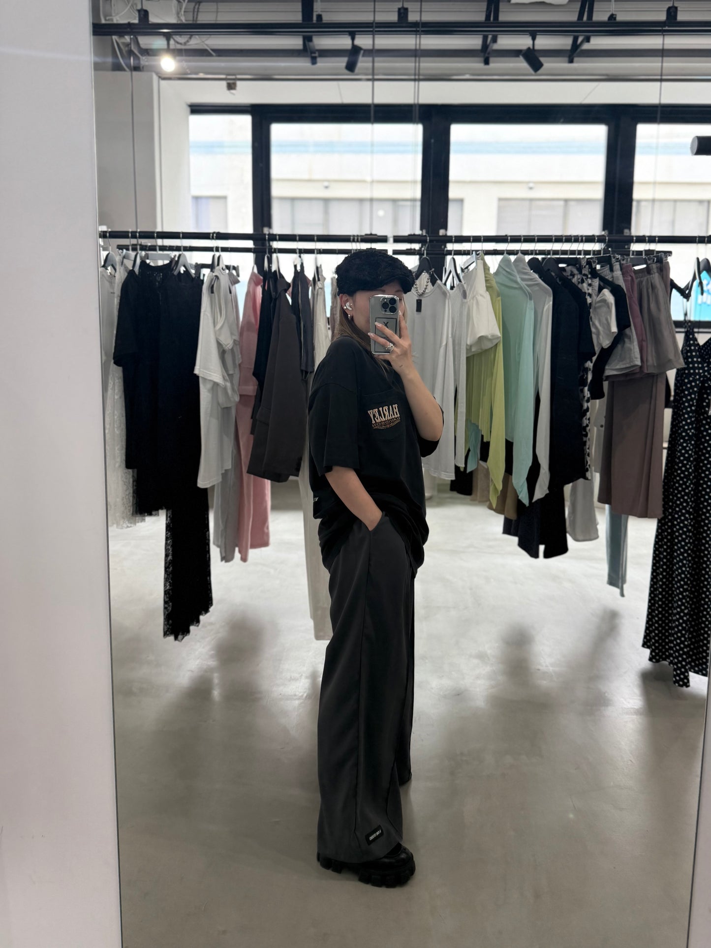 W TUCK WIDE PANTS "GRAY"