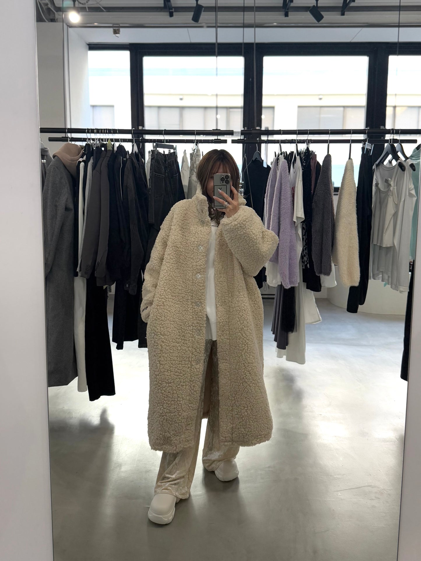 WIDE VELOURS PANTS "IVORY"