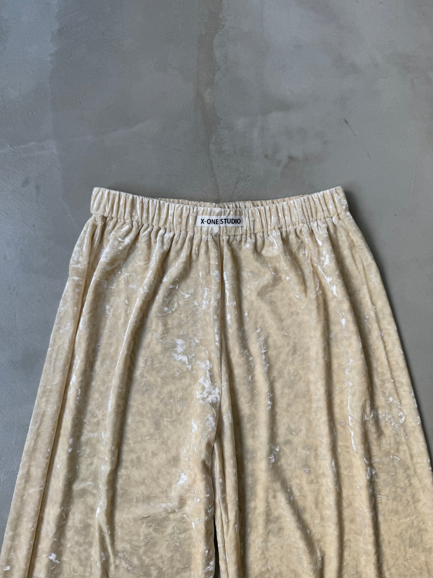 WIDE VELOURS PANTS "IVORY"