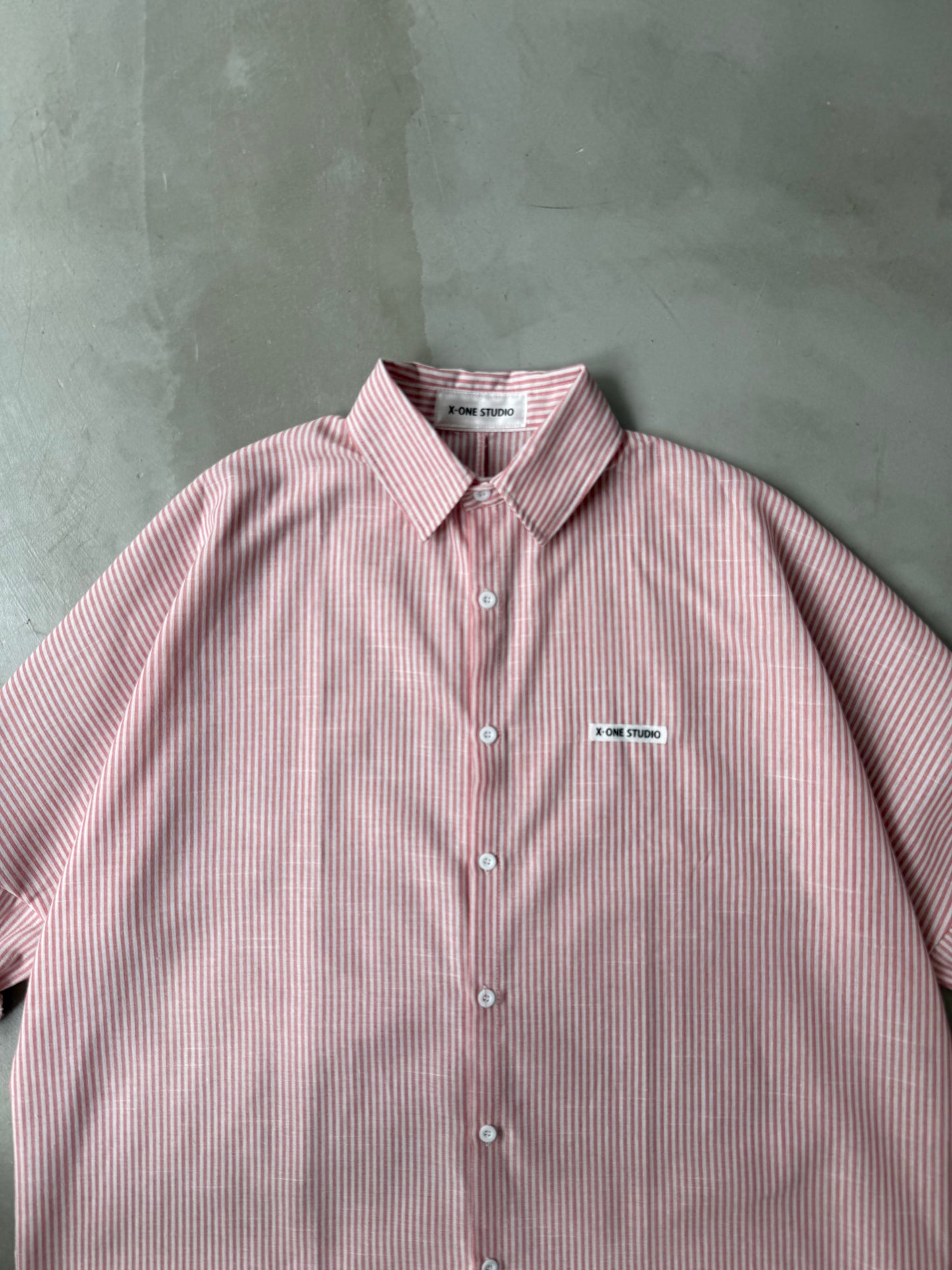 STRIPE LONG SHIRT "PINK"