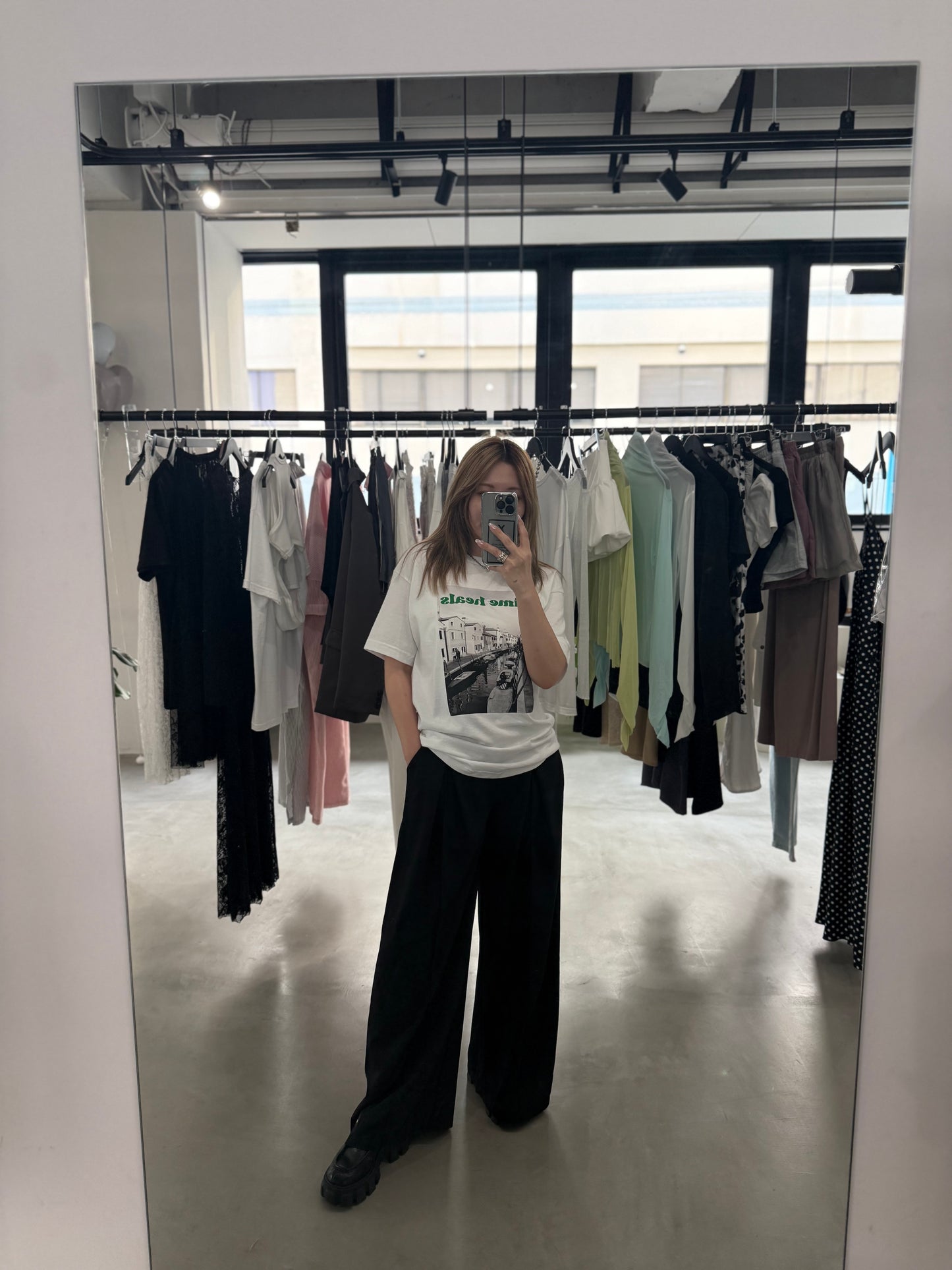 W TUCK WIDE PANTS "BLACK"