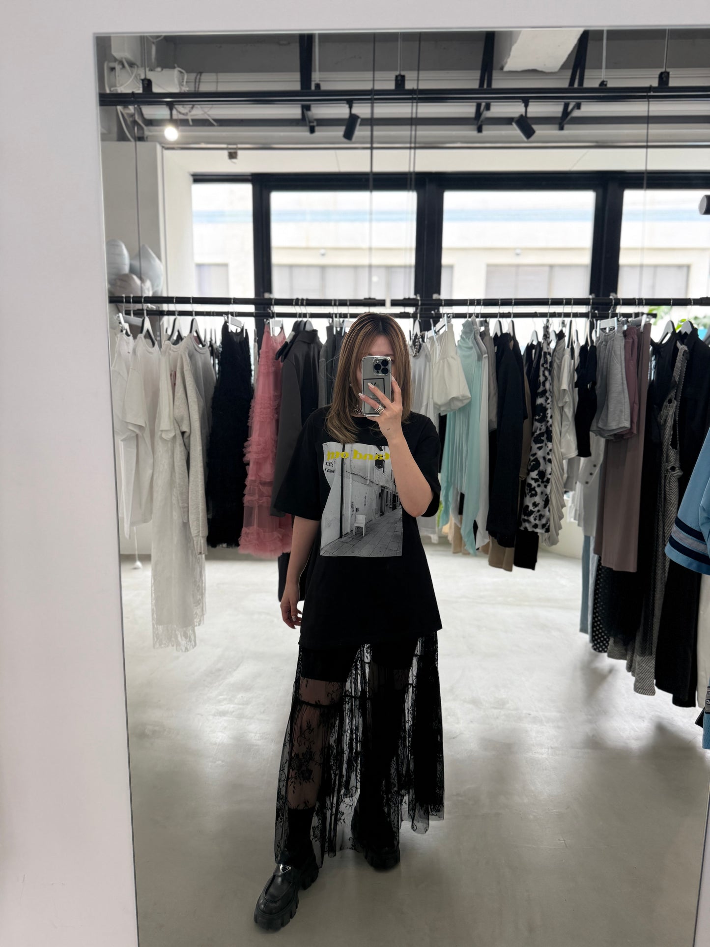 LAYERED LACE SKIRT "BLACK"