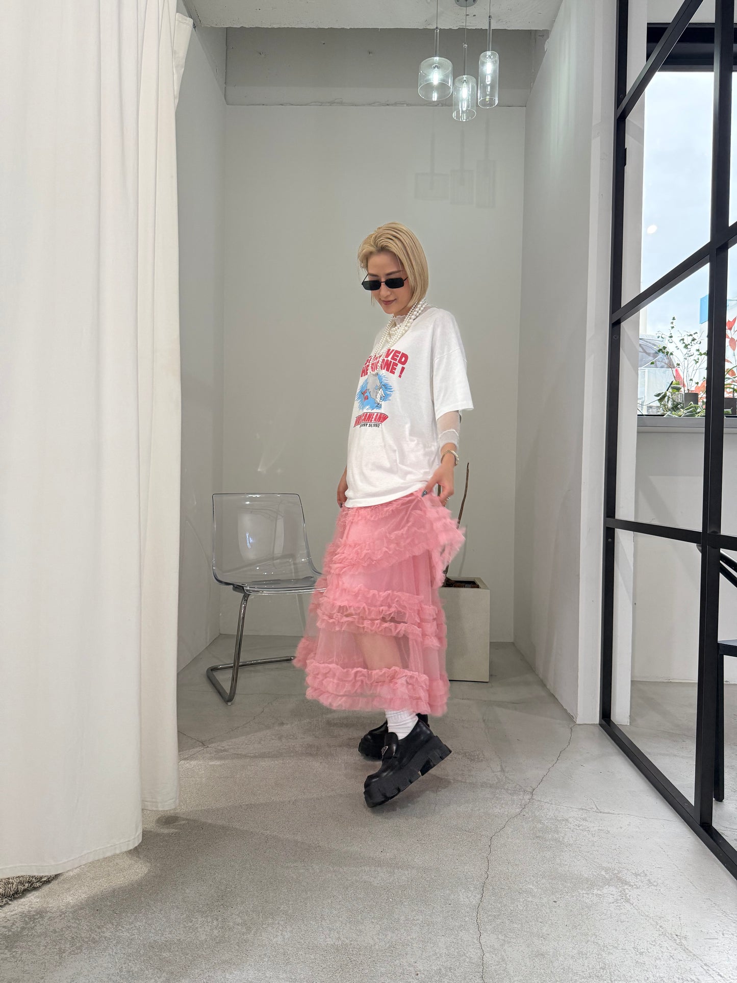 VOLUME TULLE SKIRT "PINK"