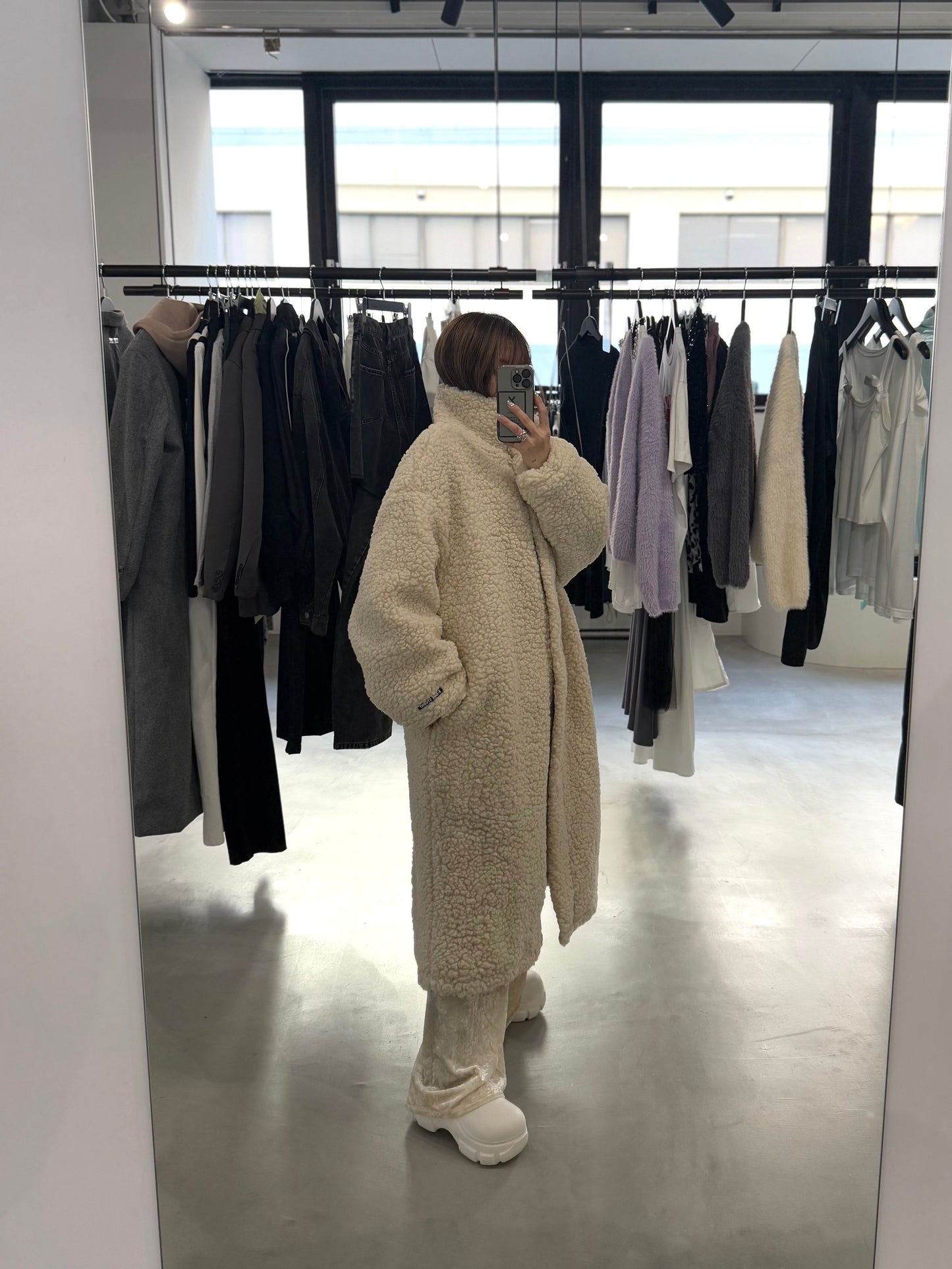 WIDE VELOURS PANTS "IVORY"