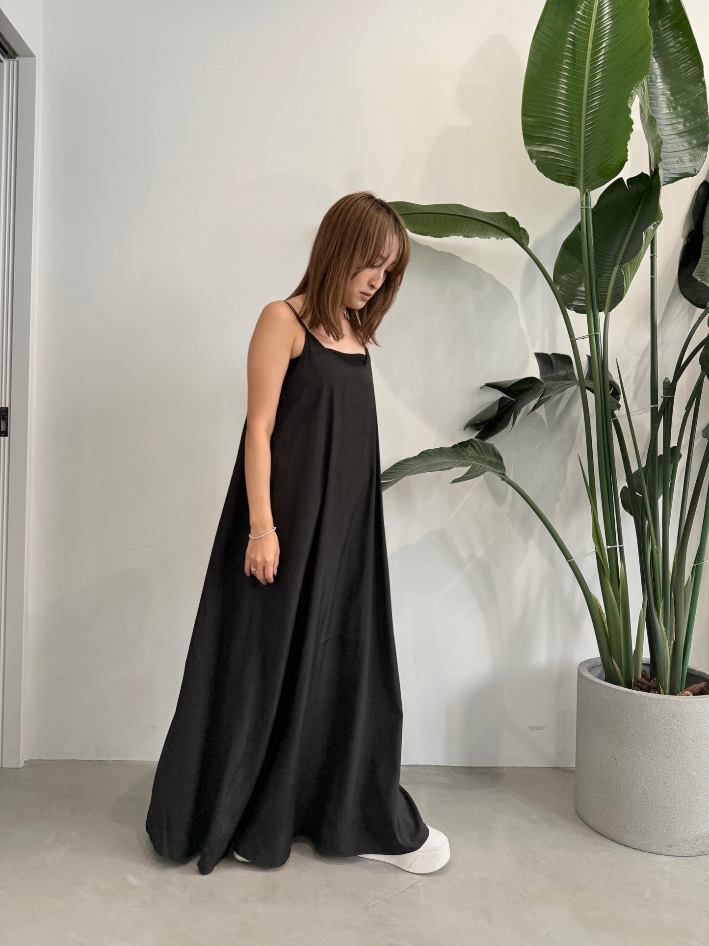 SATIN LONG DRESS "BLACK"