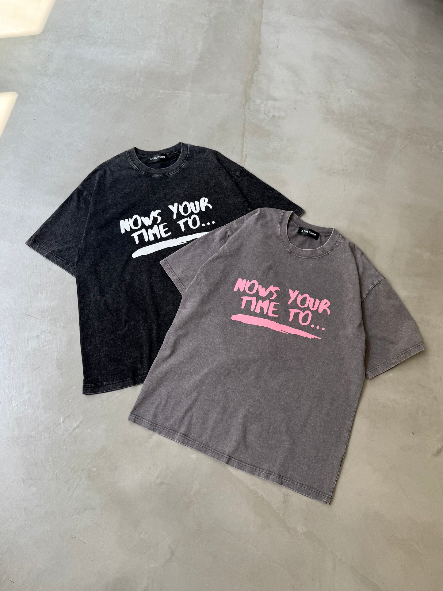 WASHED PRINT TEE "PINK"