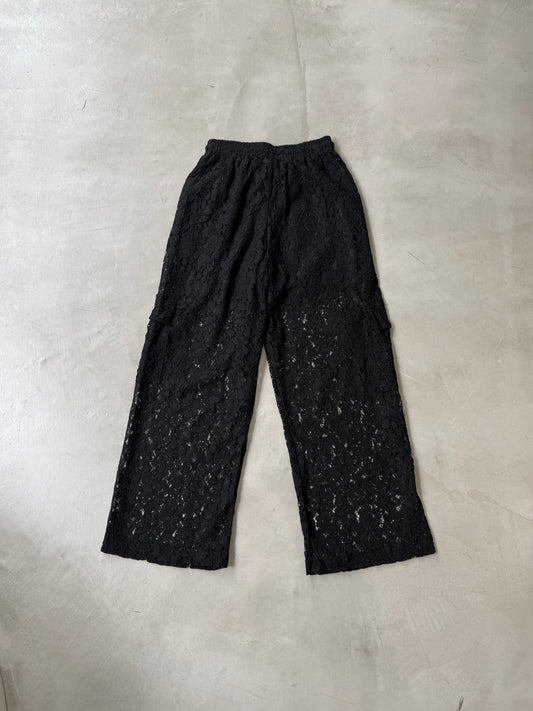 LACE CARGO PANT "BLACK"