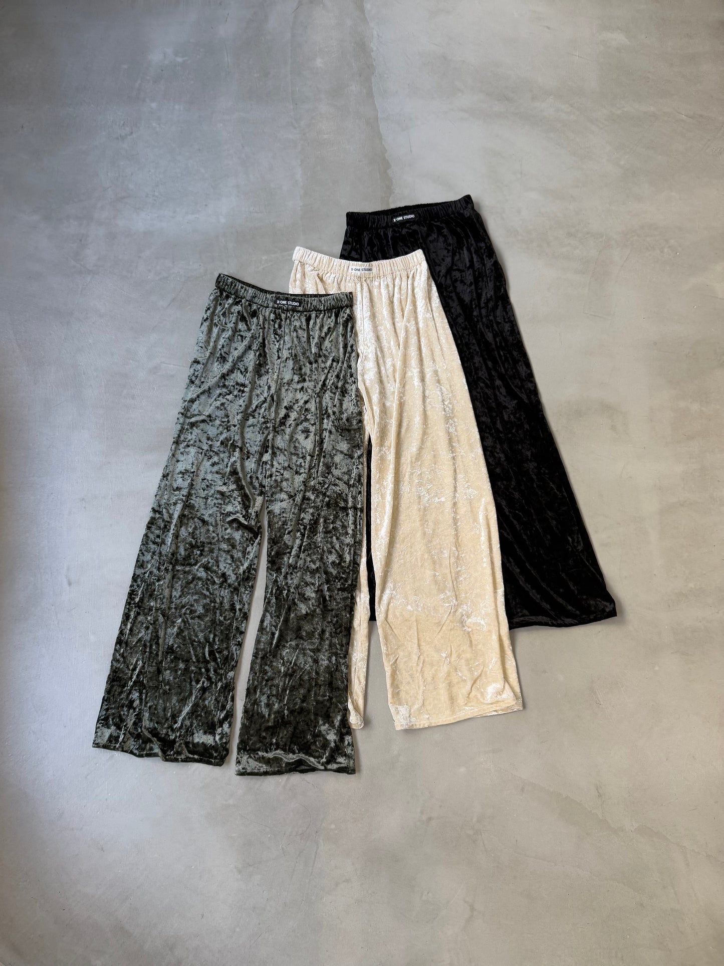 WIDE VELOURS PANTS "IVORY"