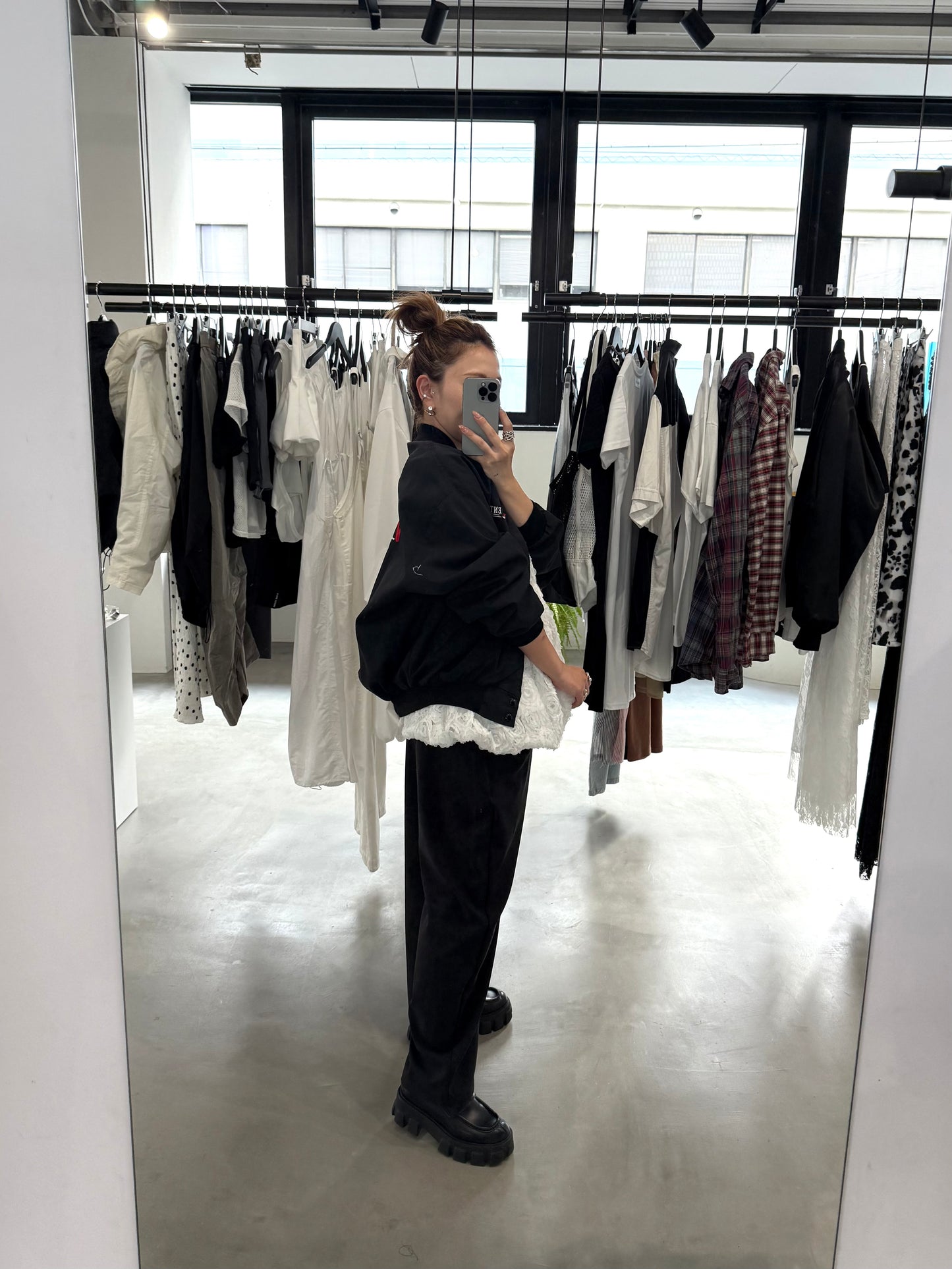 WAFFLE FLOWER TUNIC "WHITE"