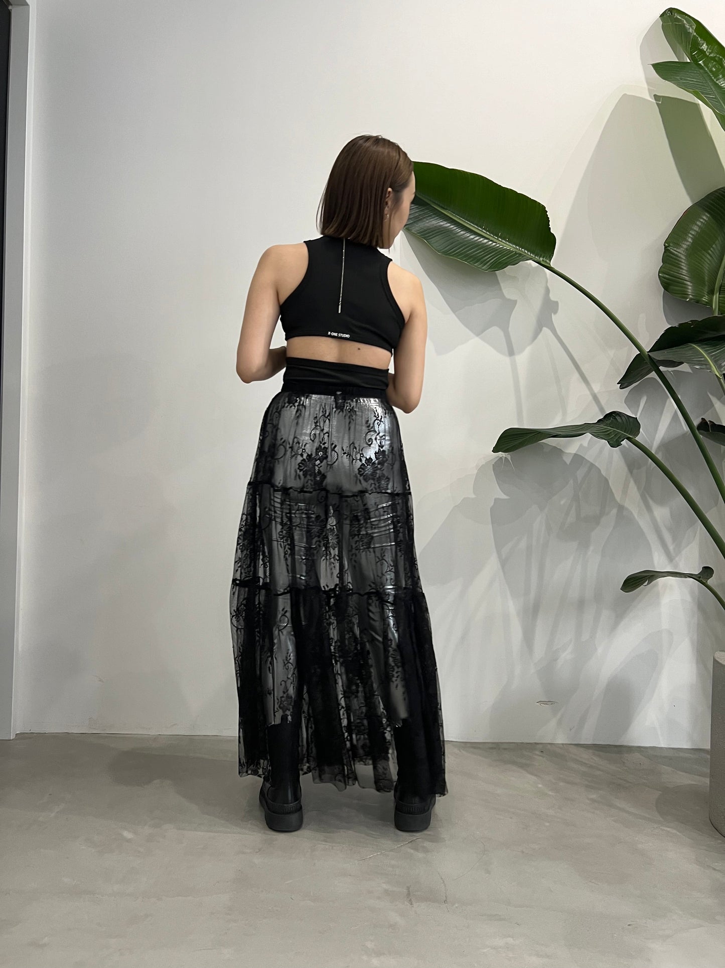 LAYERED LACE SKIRT "BLACK"