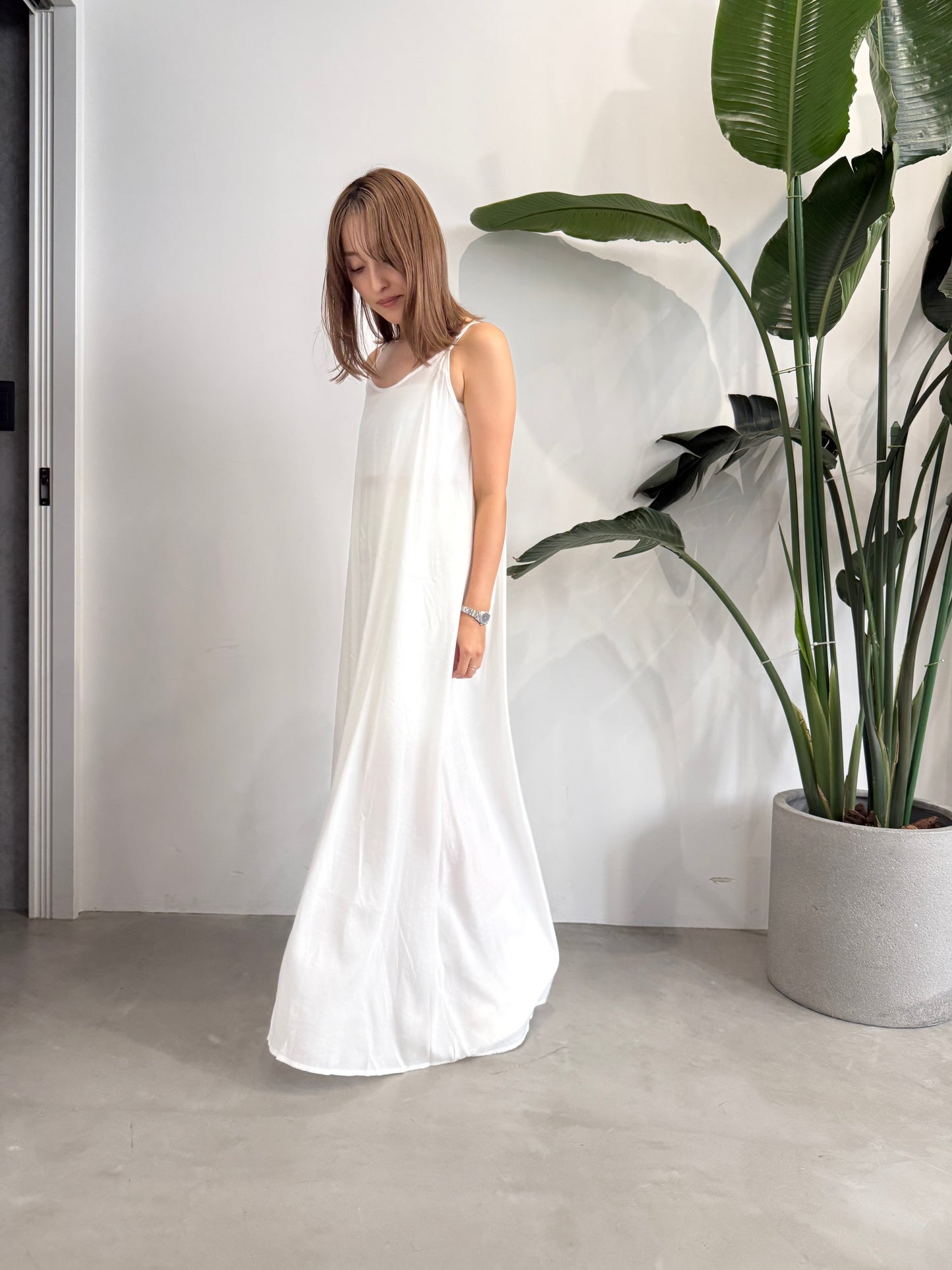 SATIN LONG DRESS "WHITE"