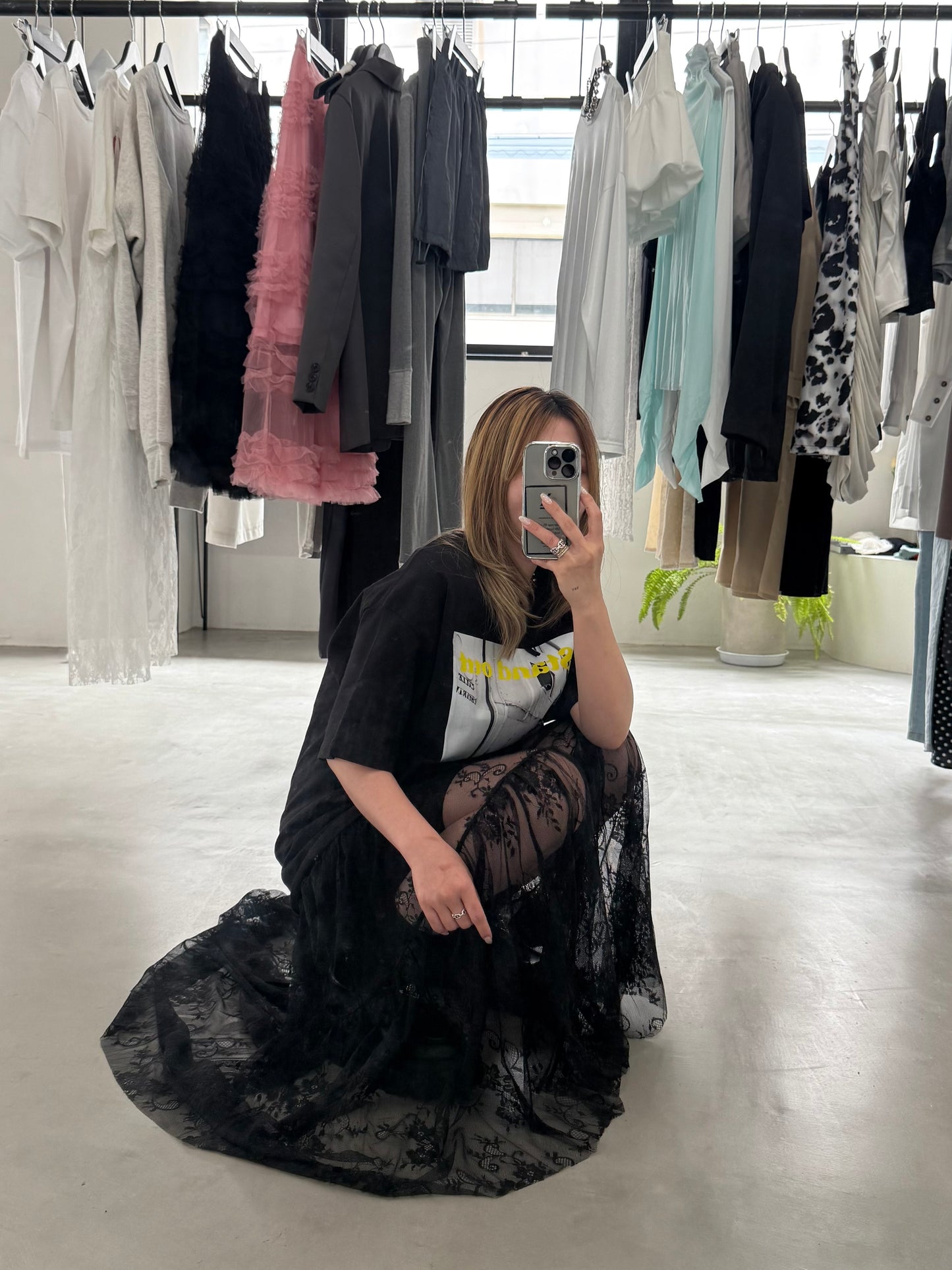 LAYERED LACE SKIRT "BLACK"