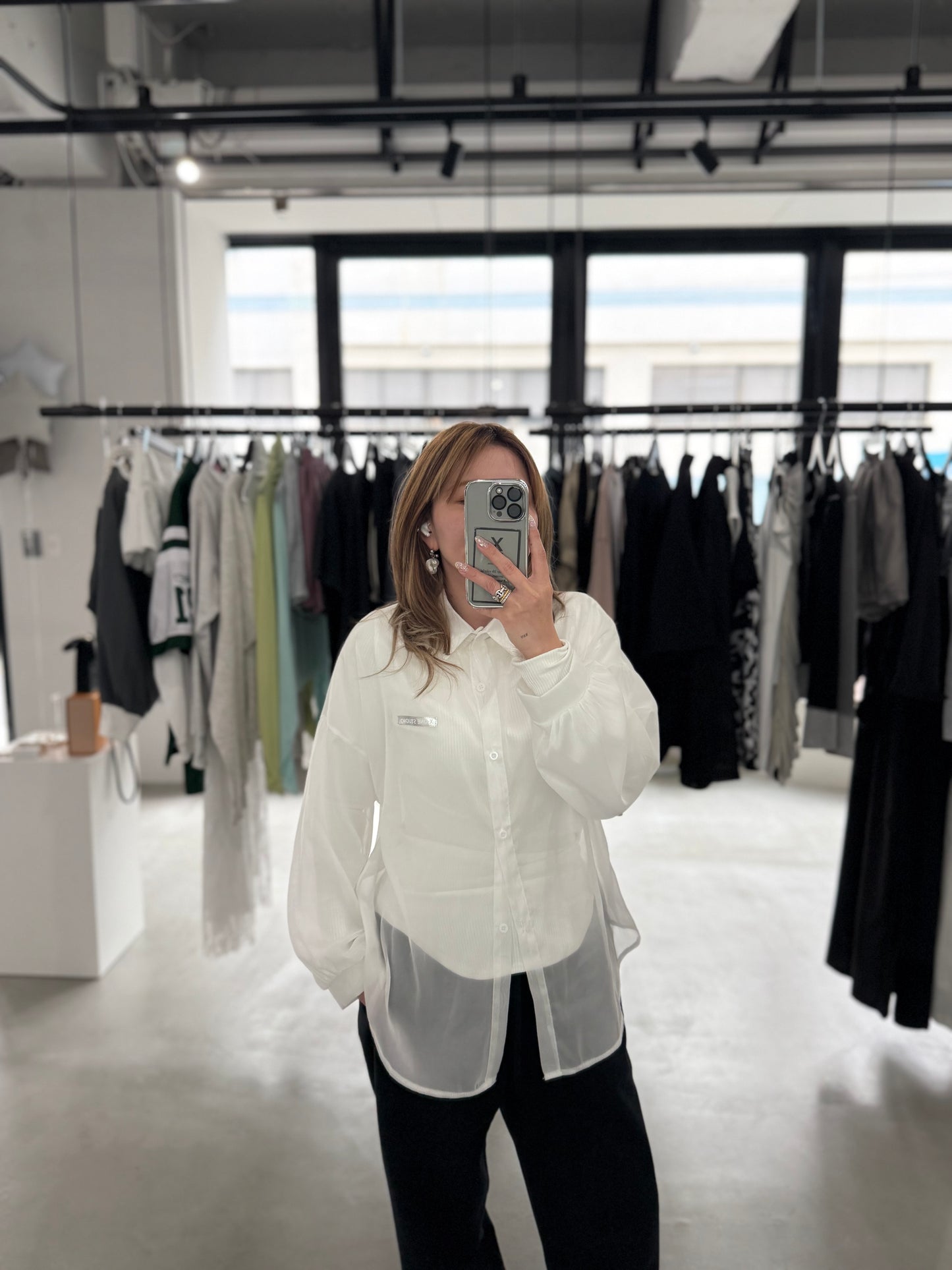 AIRY SHEER SHIRT "WHITE"