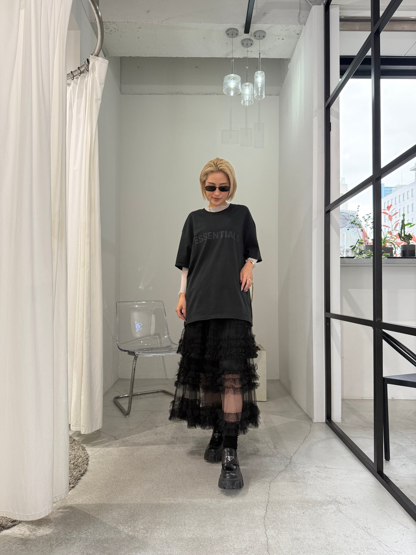 VOLUME TULLE SKIRT "BLACK"